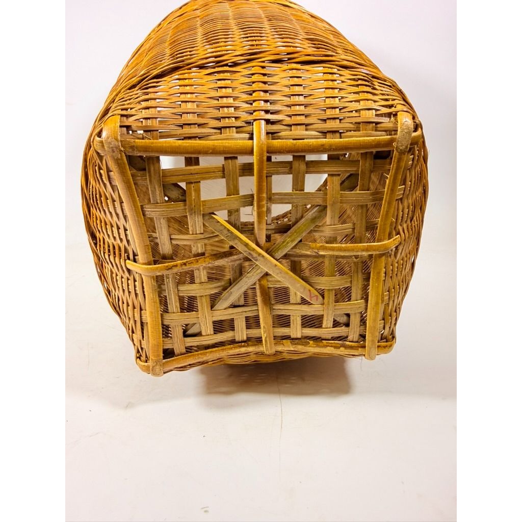 Large Laundry Blanket Basket Woven Splint Oriental handmade Handles Bathroom Decor Decorative Storage