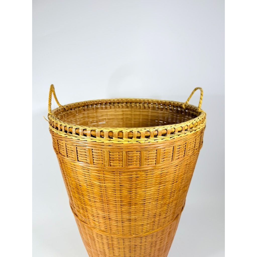 Large Laundry Blanket Basket Woven Splint Oriental handmade Handles Bathroom Decor Decorative Storage