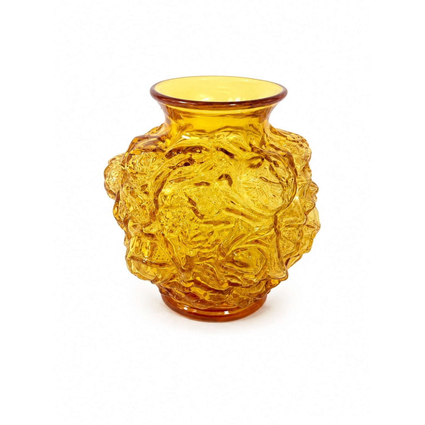 Art Glass Vase Amber Orange Imperial Glassware La Bella Rosa Cabbage Rose Vintage Hand Blown Home Decor Decorative Accents Collectible