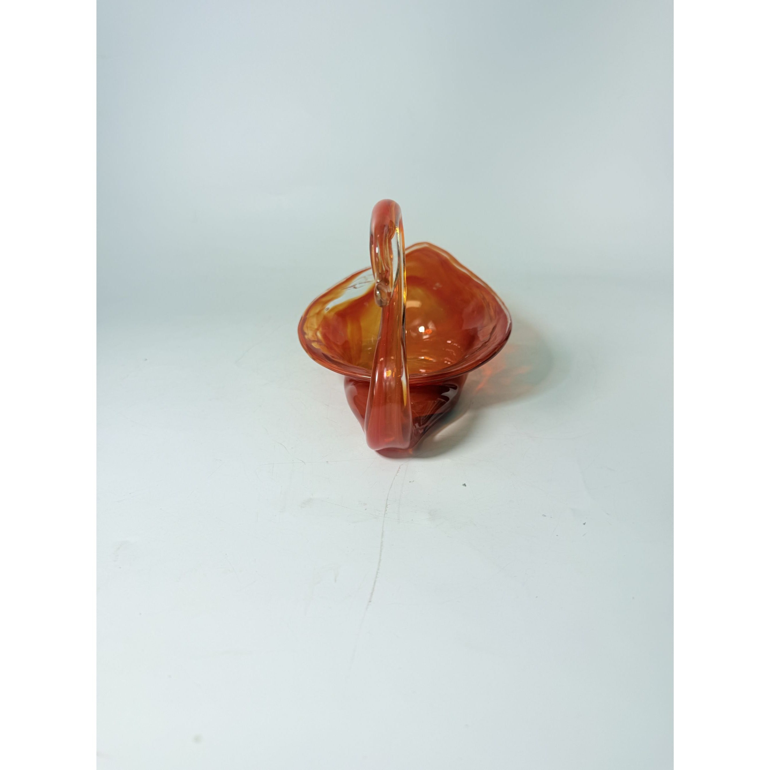 Vase Bowl Swan Vintage Sooner Glass Opalescent Orange Hand-Blown MCM Art Home Decor Serving Pieces