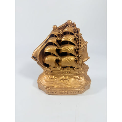 Bookend Old Ironsides Cutty Sark Clipper Ship Vintage Burwood Products Gold Vintage Office Desk Shelf Home Decor USS Constitution Decorative