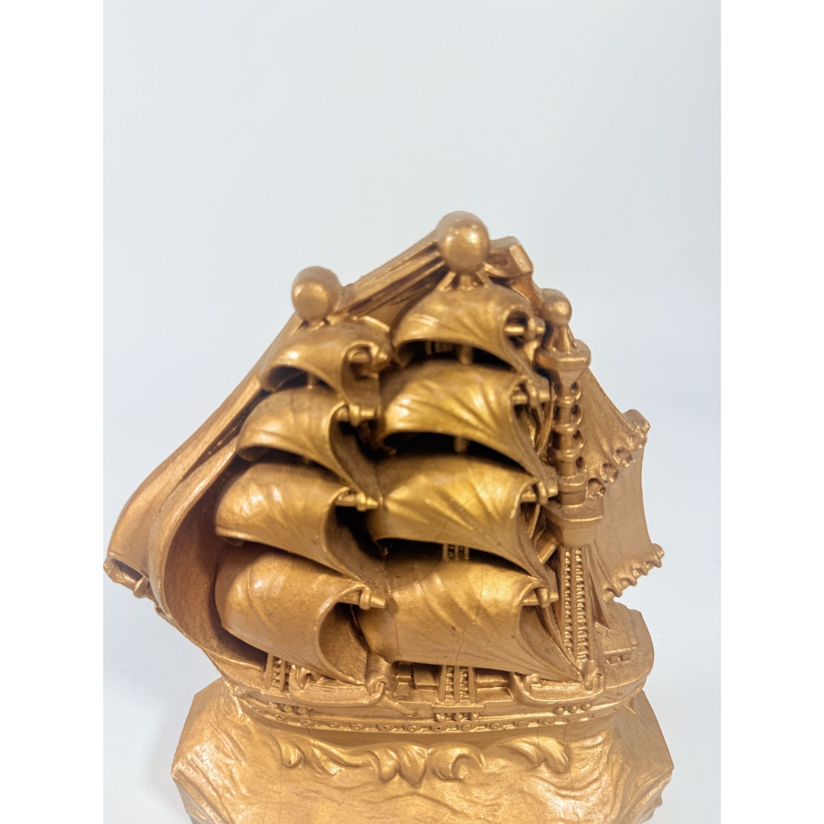 Bookend Old Ironsides Cutty Sark Clipper Ship Vintage Burwood Products Gold Vintage Office Desk Shelf Home Decor USS Constitution Decorative