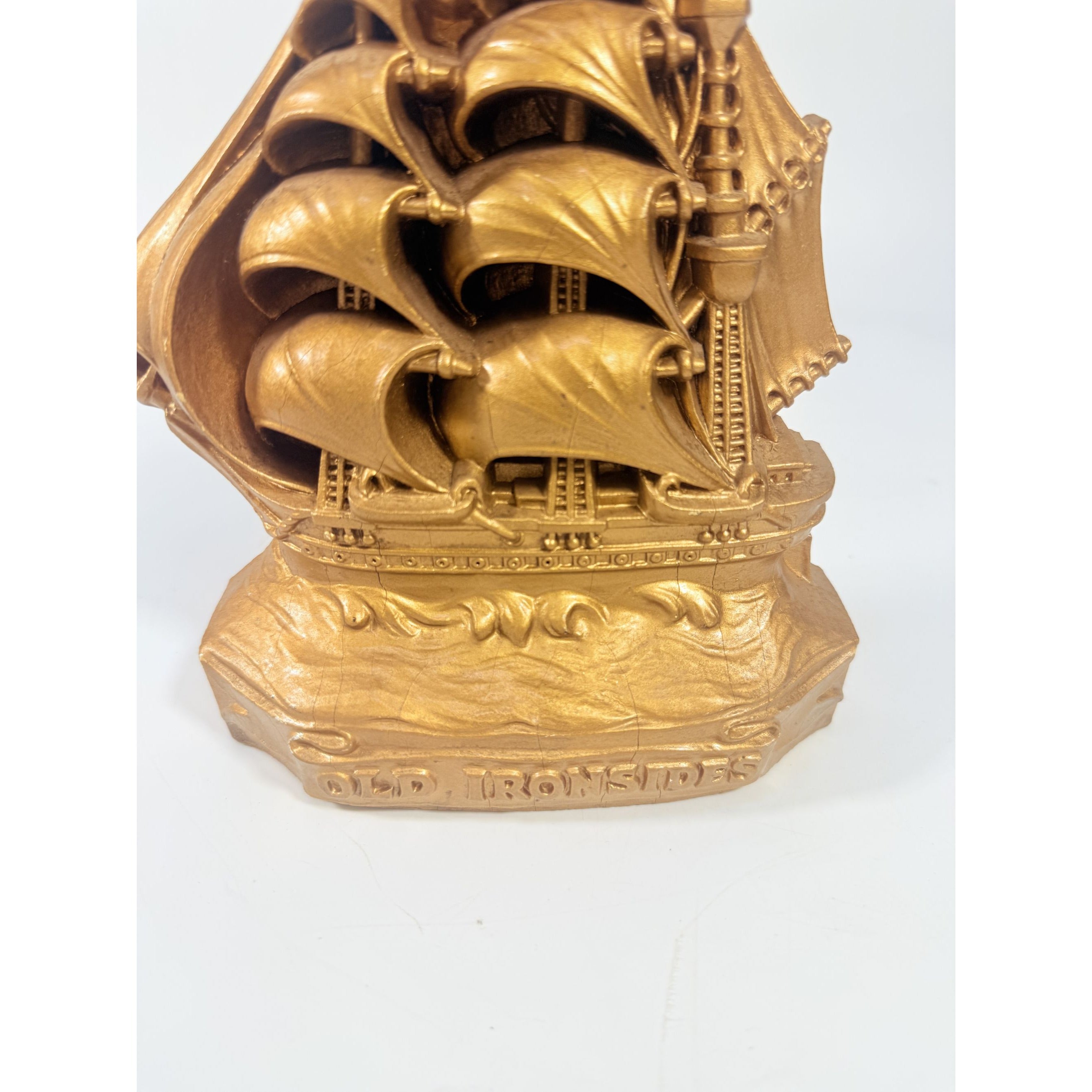 Bookend Old Ironsides Cutty Sark Clipper Ship Vintage Burwood Products Gold Vintage Office Desk Shelf Home Decor USS Constitution Decorative