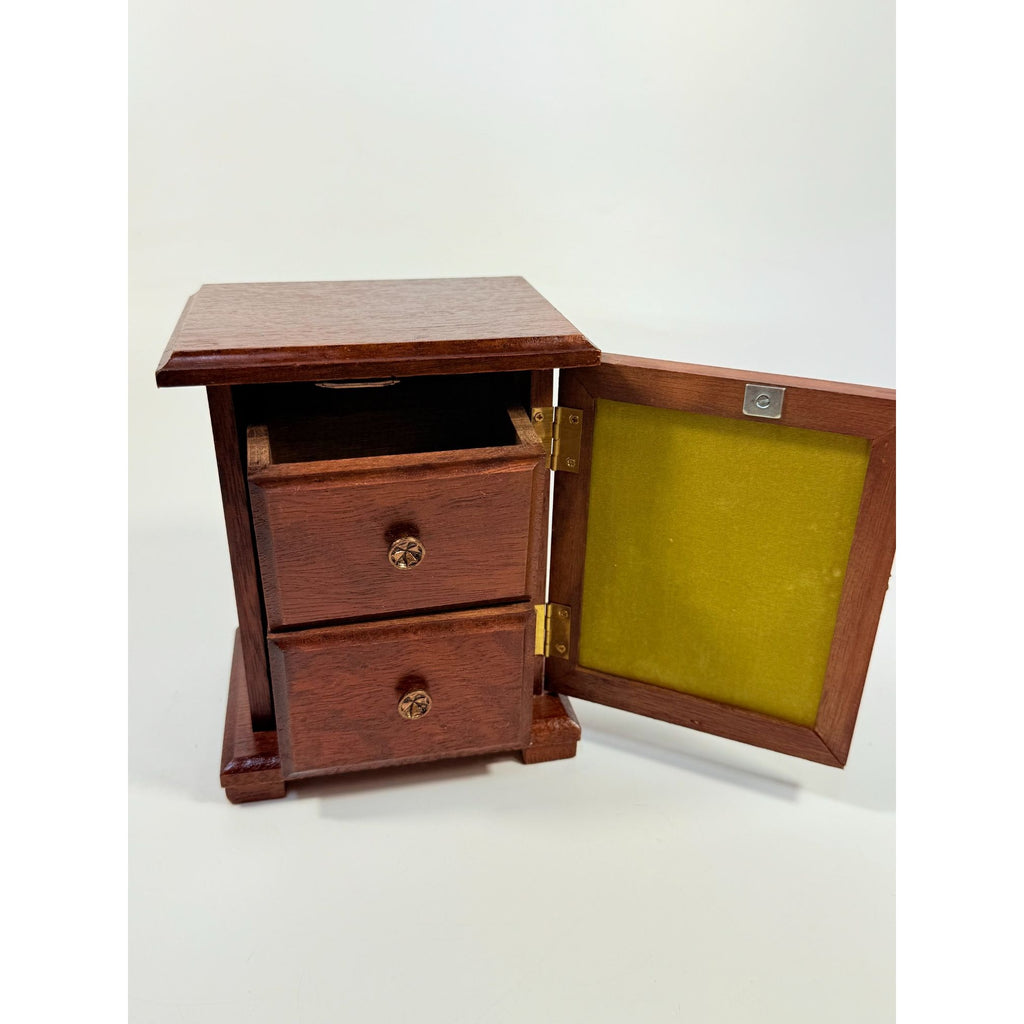 Wooden Jewelry Box Western Saloon Madame Woman Mae West Style Mirror  "Beauty Outlooking Towards Hopes Land Promise" Boudier Vanity Vintage
