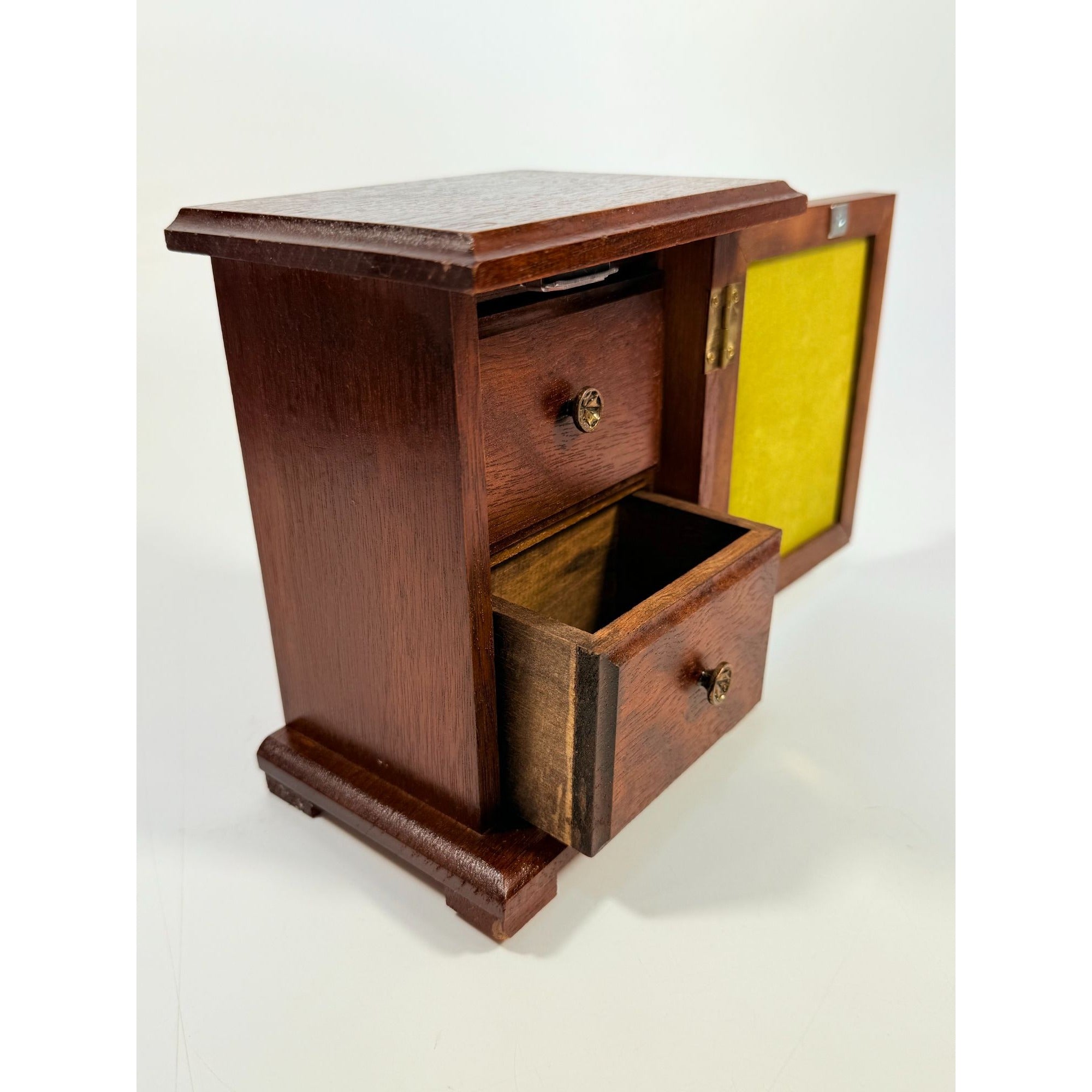 Wooden Jewelry Box Western Saloon Madame Woman Mae West Style Mirror  "Beauty Outlooking Towards Hopes Land Promise" Boudier Vanity Vintage