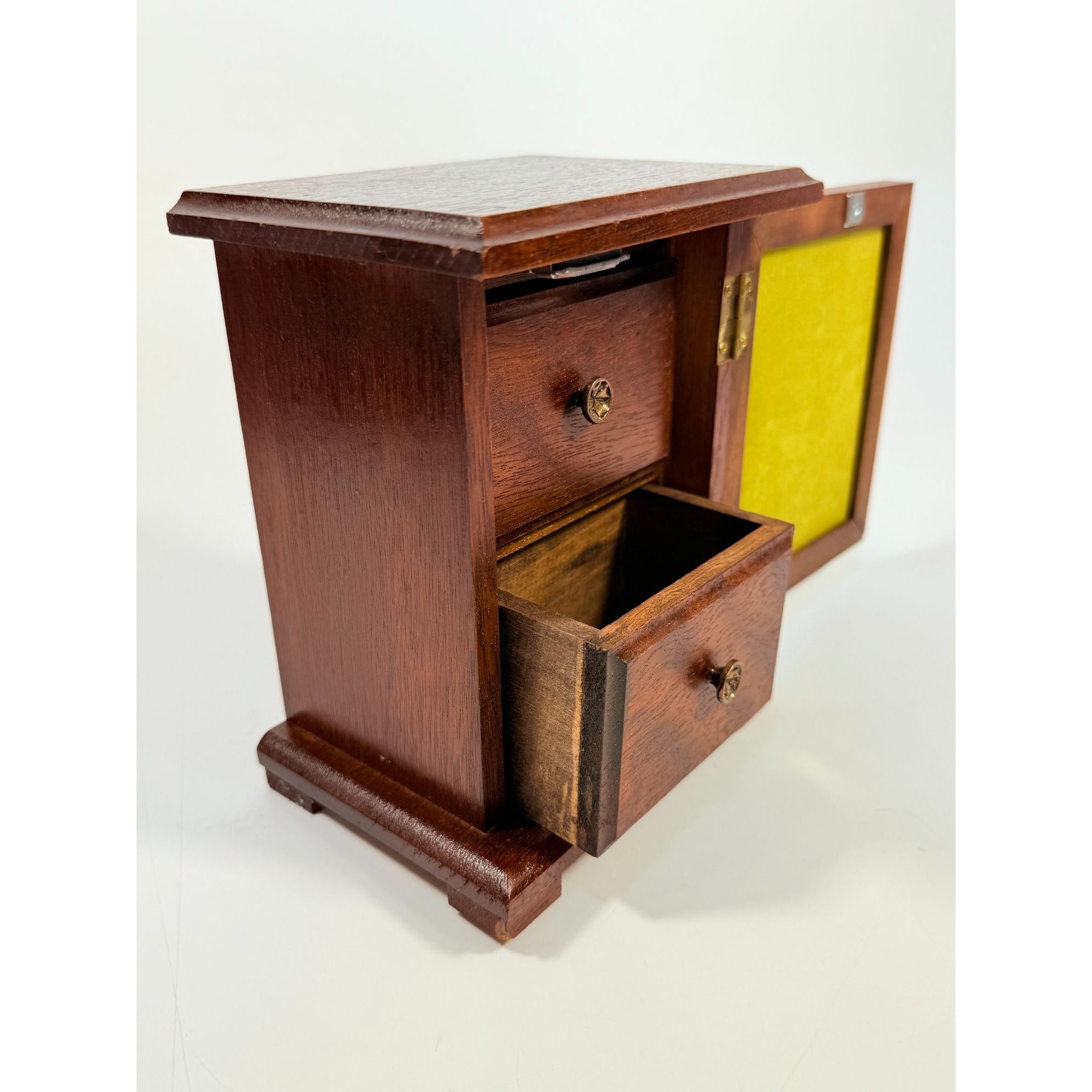 Wooden Jewelry Box Western Saloon Madame Woman Mae West Style Mirror  "Beauty Outlooking Towards Hopes Land Promise" Boudier Vanity Vintage