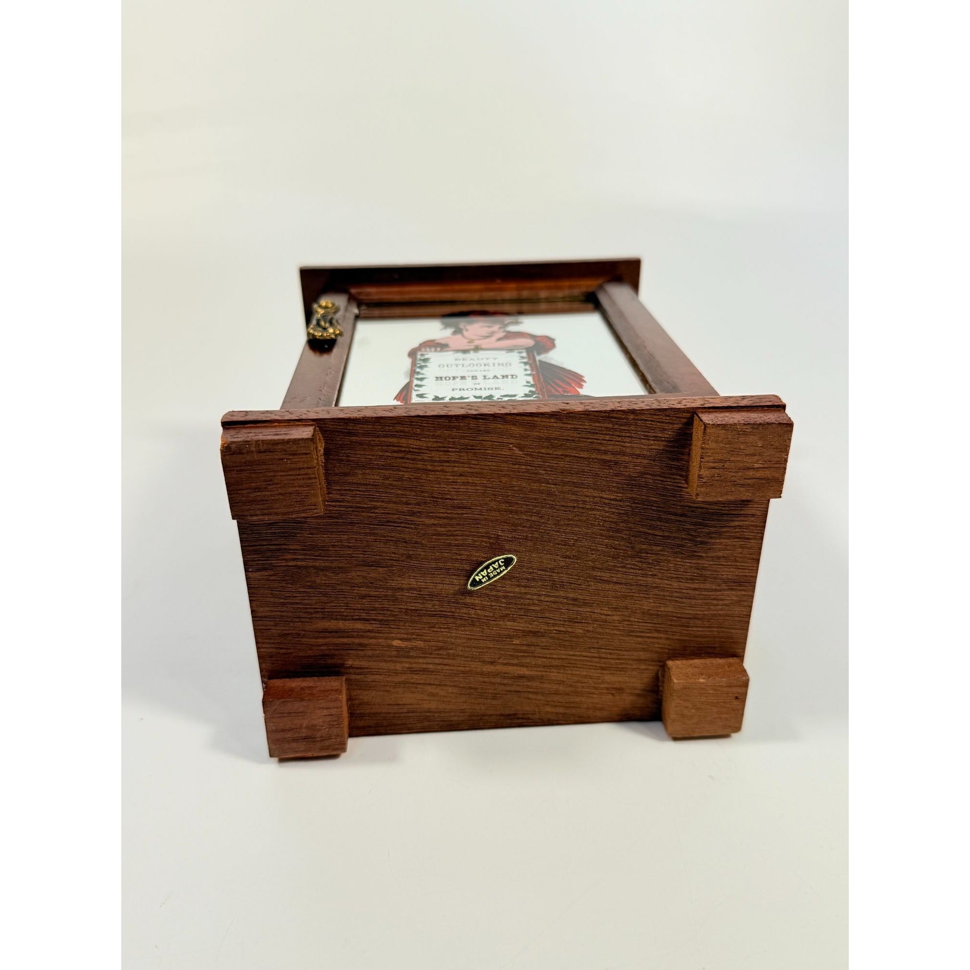Wooden Jewelry Box Western Saloon Madame Woman Mae West Style Mirror  "Beauty Outlooking Towards Hopes Land Promise" Boudier Vanity Vintage