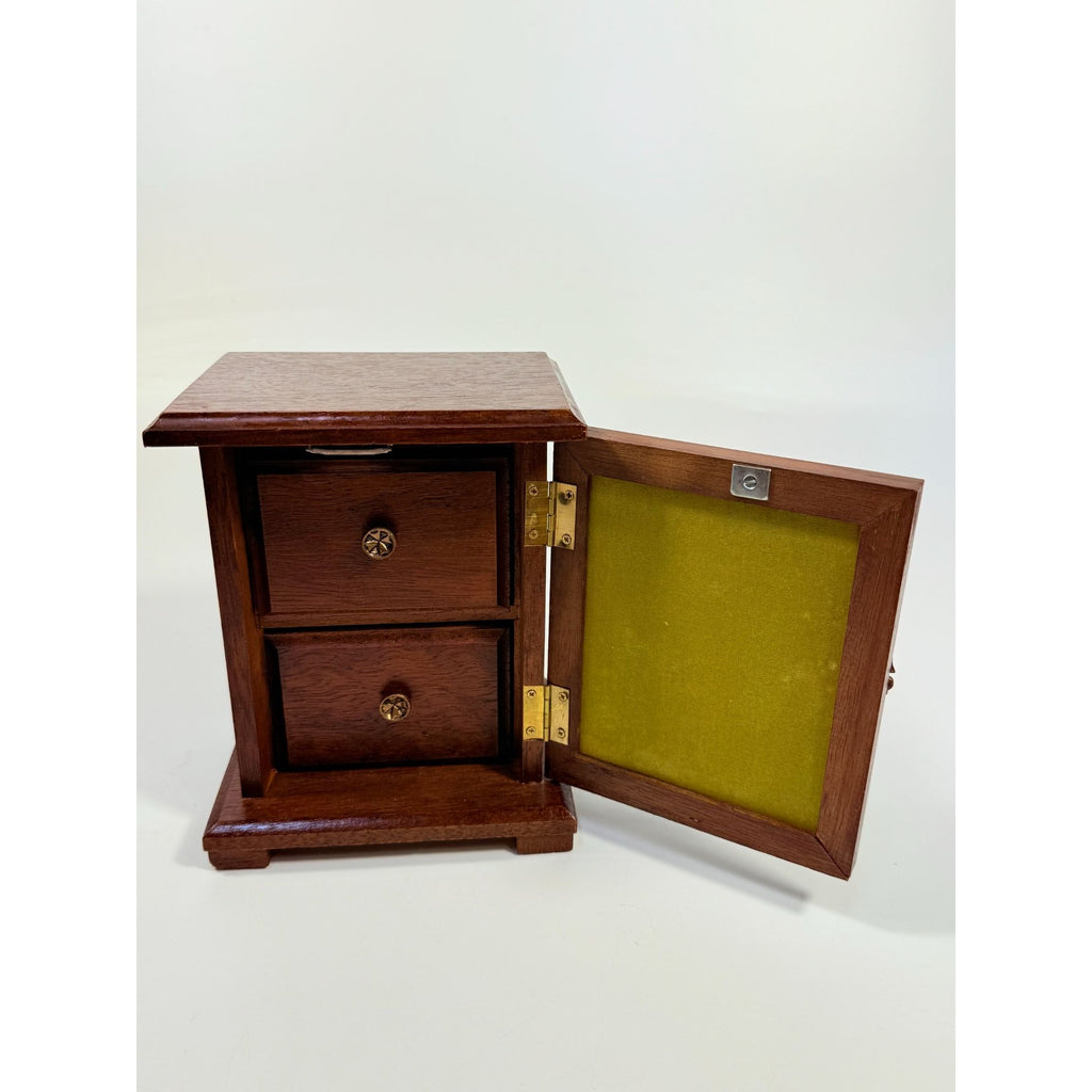 Wooden Jewelry Box Western Saloon Madame Woman Mae West Style Mirror  "Beauty Outlooking Towards Hopes Land Promise" Boudier Vanity Vintage