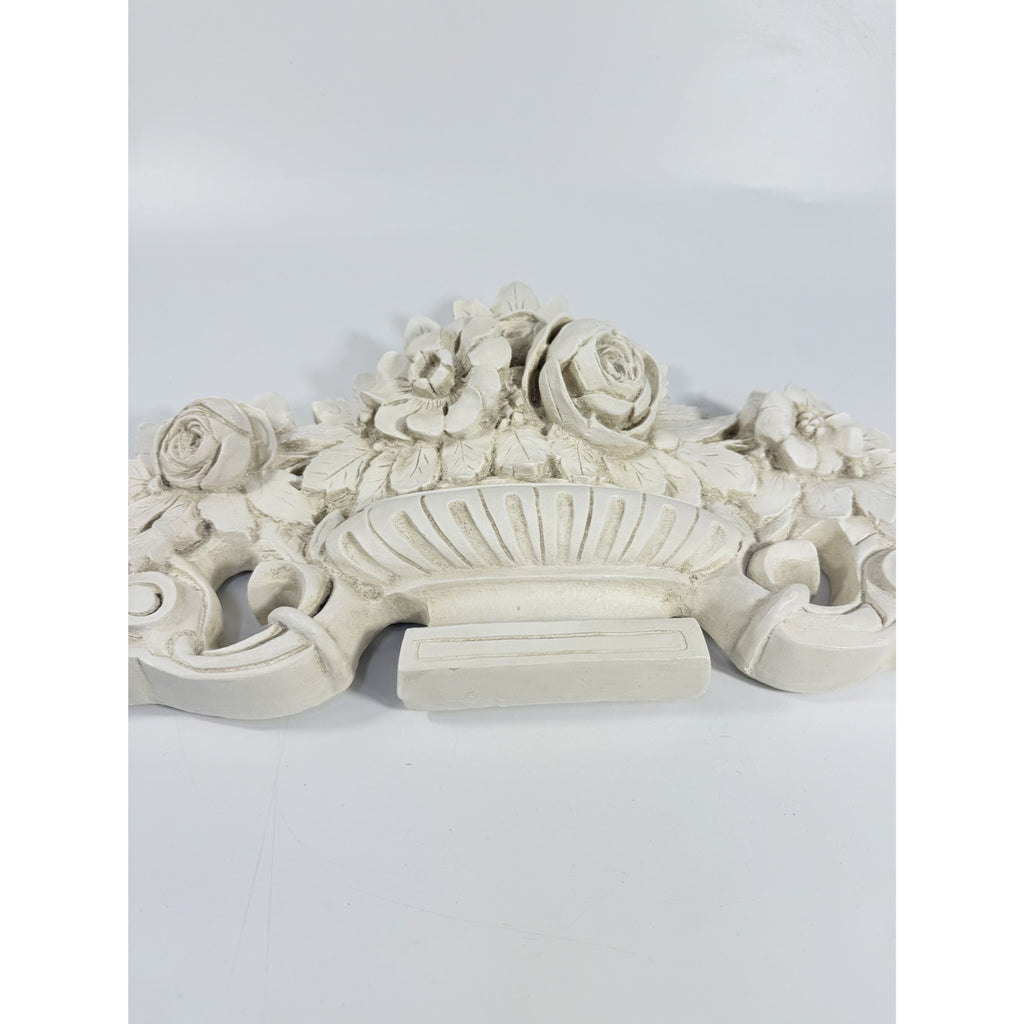French Wood Fret Work Floral Pediment Embellishment | Ornate Rococo Flowers tyle Ornament | Wall Decor Above Door Appliqué