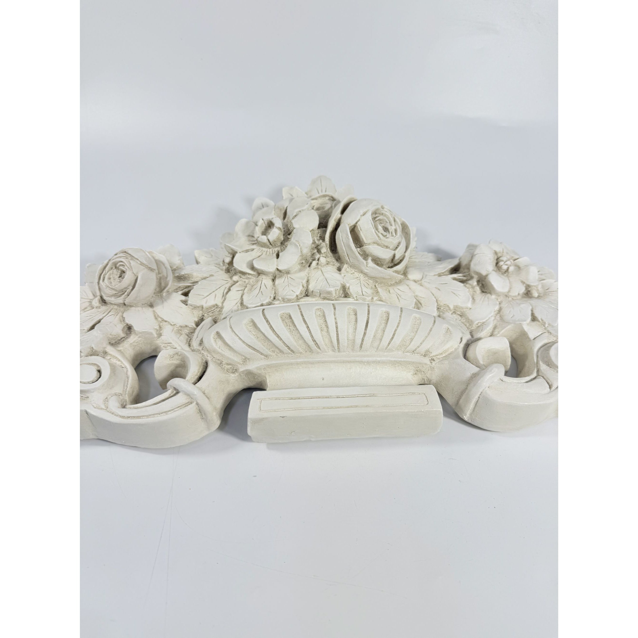 French Wood Fret Work Floral Pediment Embellishment | Ornate Rococo Flowers tyle Ornament | Wall Decor Above Door Appliqué