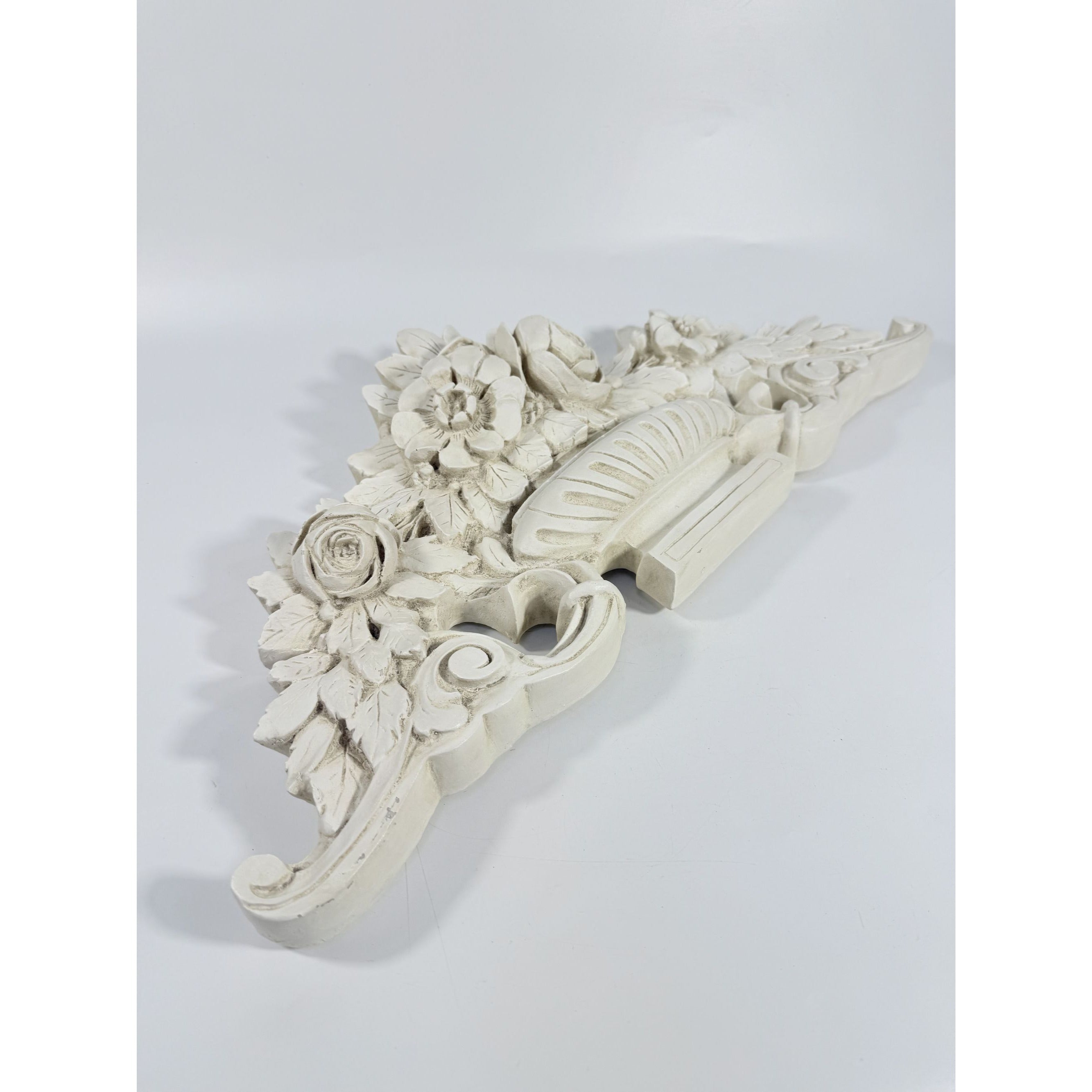 French Wood Fret Work Floral Pediment Embellishment | Ornate Rococo Flowers tyle Ornament | Wall Decor Above Door Appliqué