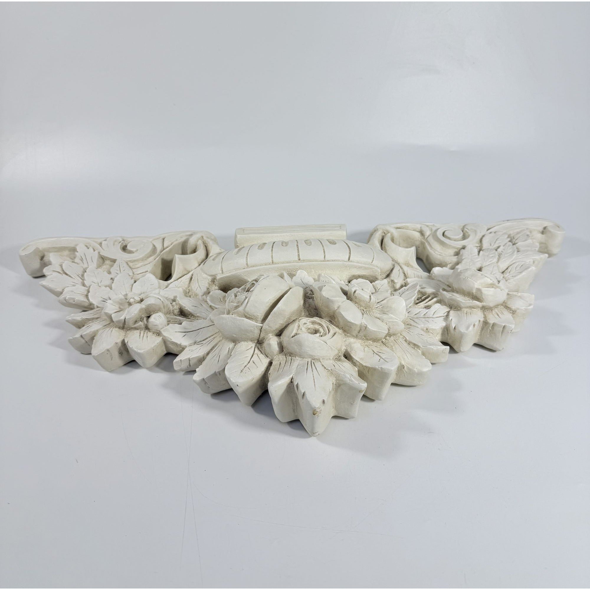 French Wood Fret Work Floral Pediment Embellishment | Ornate Rococo Flowers tyle Ornament | Wall Decor Above Door Appliqué