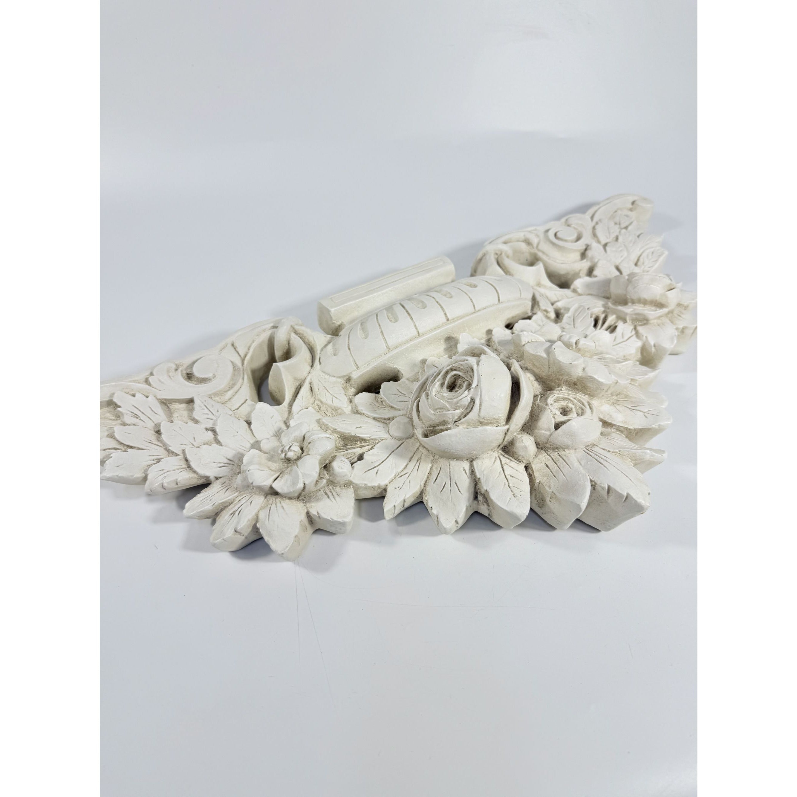 French Wood Fret Work Floral Pediment Embellishment | Ornate Rococo Flowers tyle Ornament | Wall Decor Above Door Appliqué