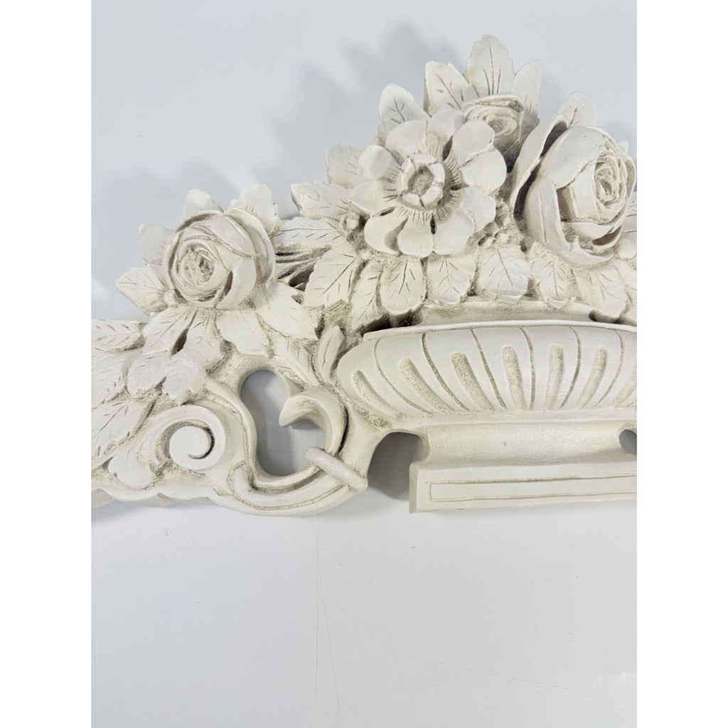 French Wood Fret Work Floral Pediment Embellishment | Ornate Rococo Flowers tyle Ornament | Wall Decor Above Door Appliqué