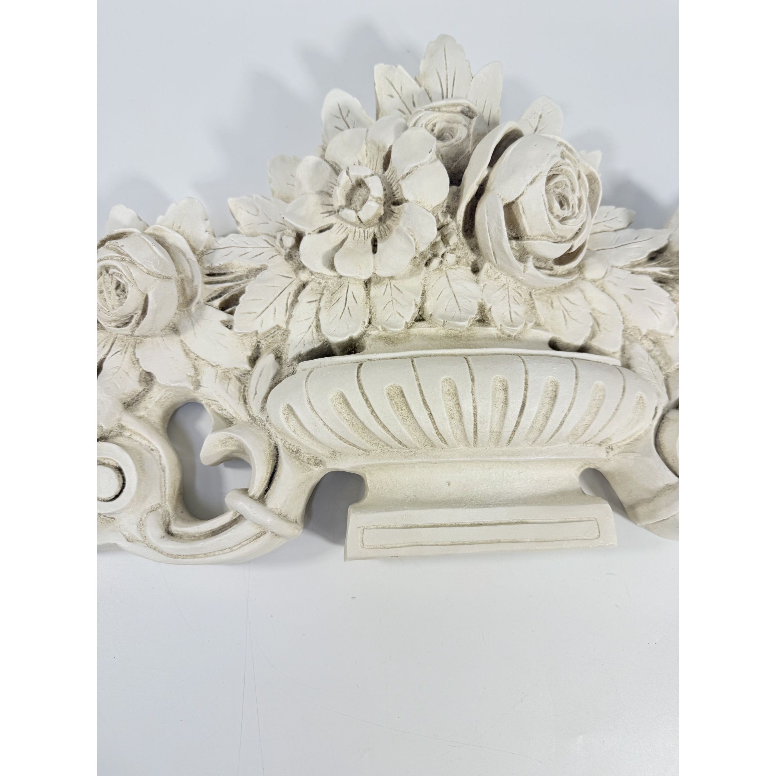 French Wood Fret Work Floral Pediment Embellishment | Ornate Rococo Flowers tyle Ornament | Wall Decor Above Door Appliqué