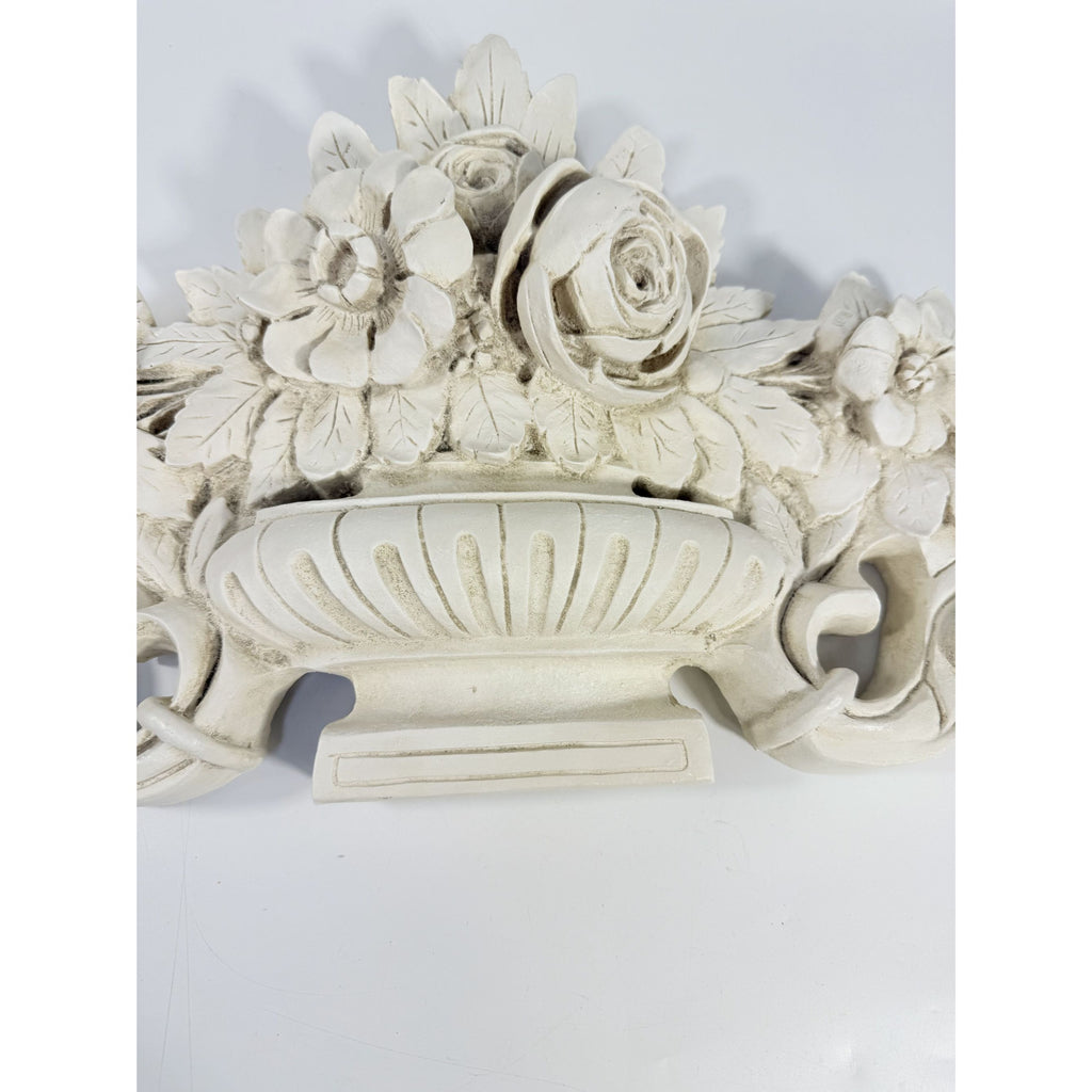 French Wood Fret Work Floral Pediment Embellishment | Ornate Rococo Flowers tyle Ornament | Wall Decor Above Door Appliqué