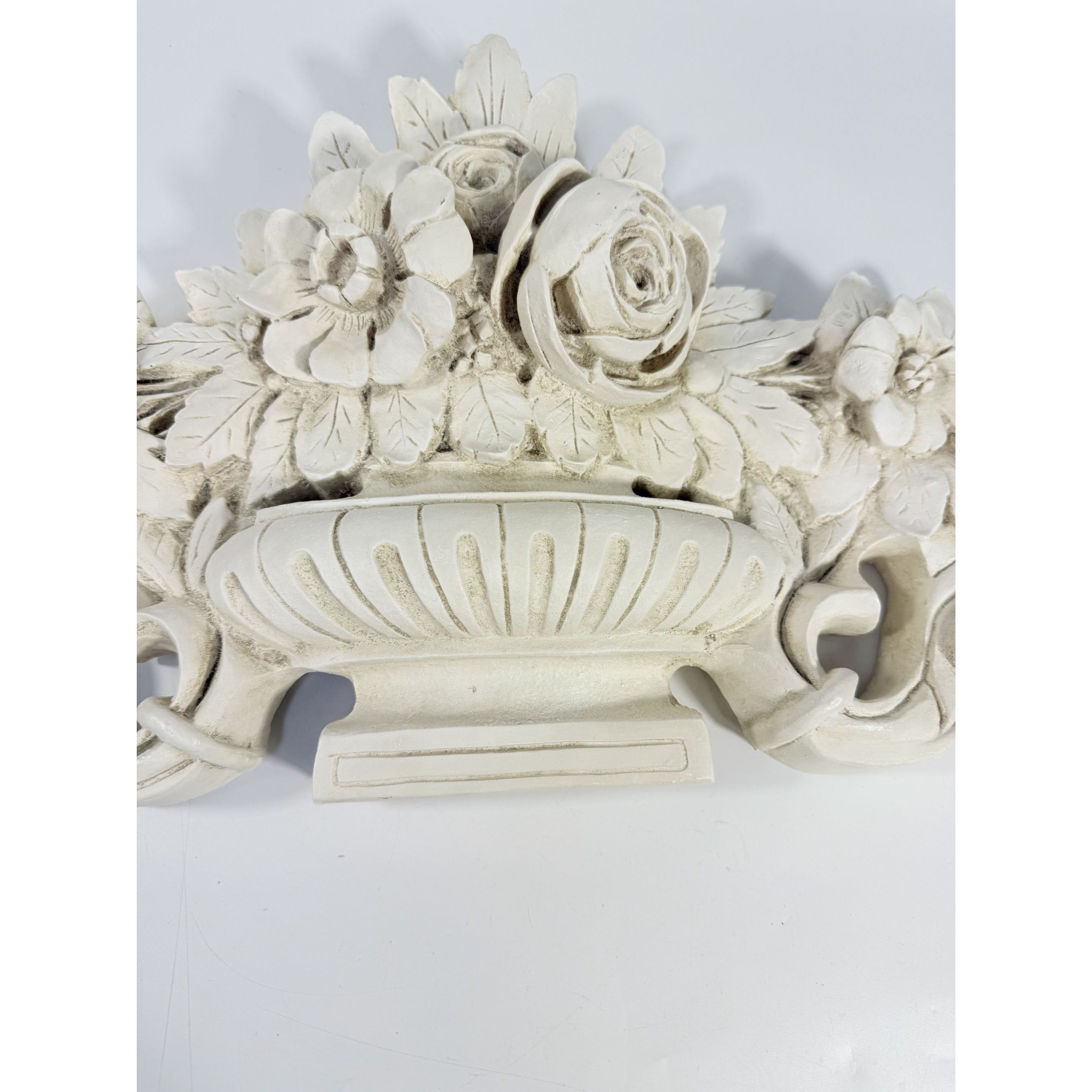 French Wood Fret Work Floral Pediment Embellishment | Ornate Rococo Flowers tyle Ornament | Wall Decor Above Door Appliqué