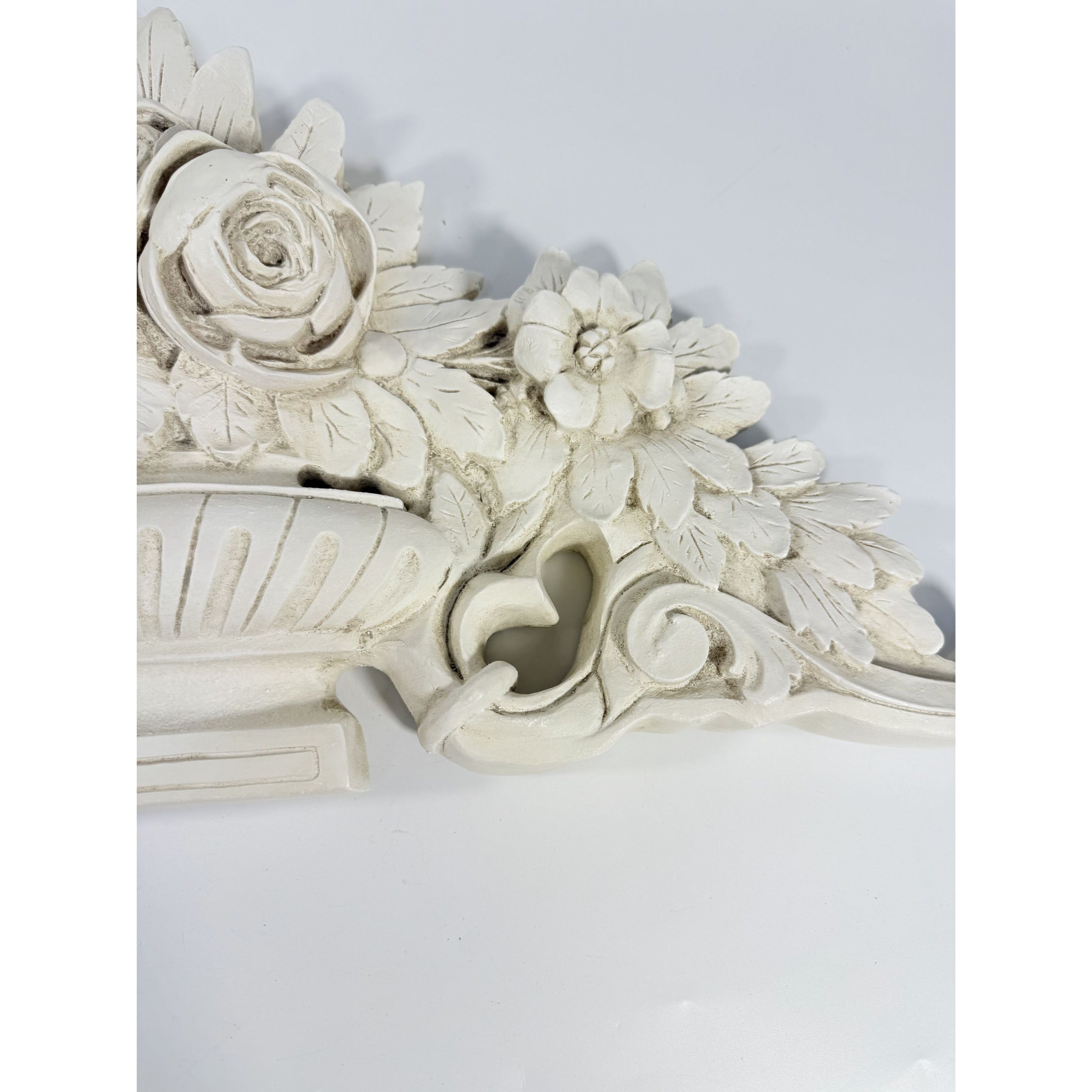 French Wood Fret Work Floral Pediment Embellishment | Ornate Rococo Flowers tyle Ornament | Wall Decor Above Door Appliqué