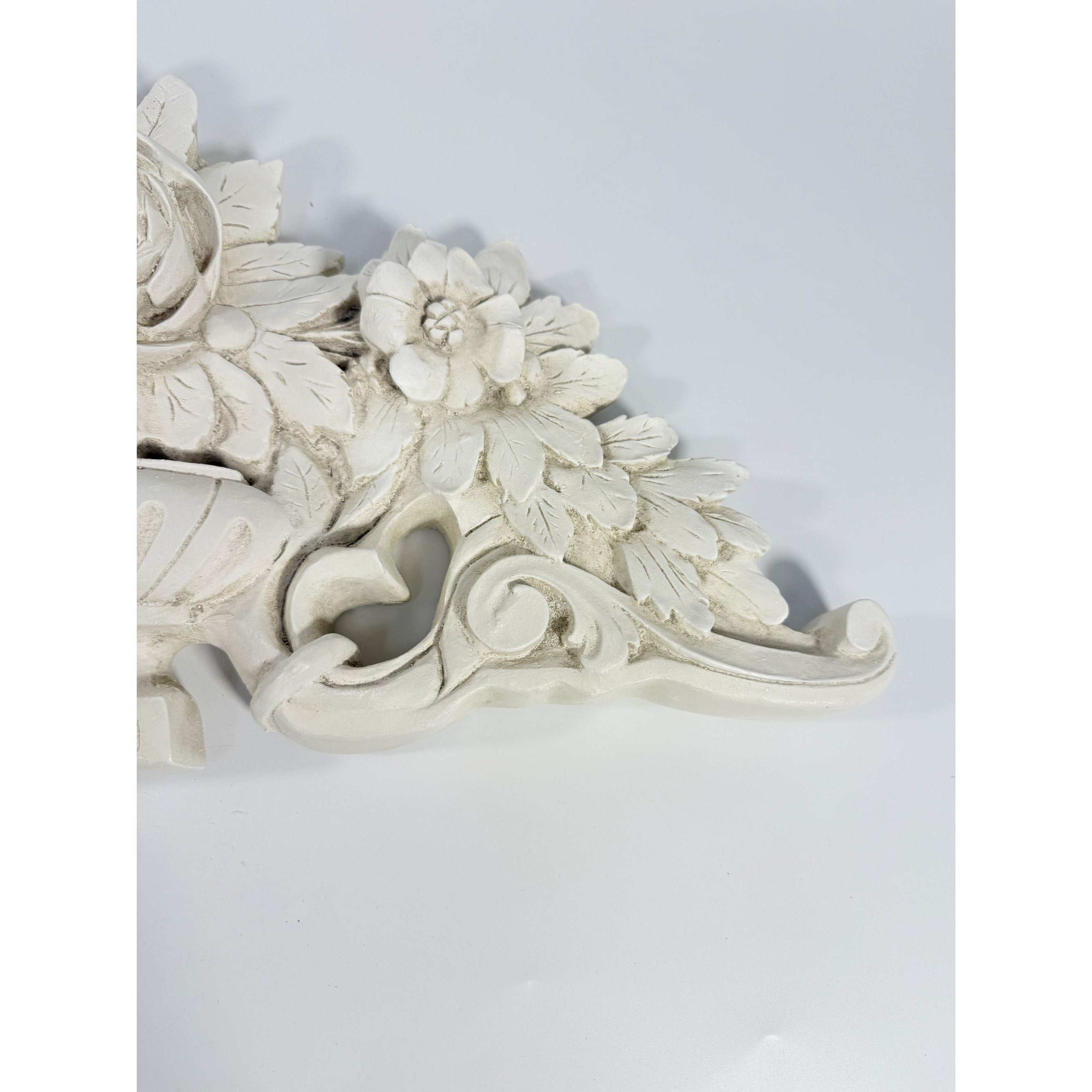 French Wood Fret Work Floral Pediment Embellishment | Ornate Rococo Flowers tyle Ornament | Wall Decor Above Door Appliqué