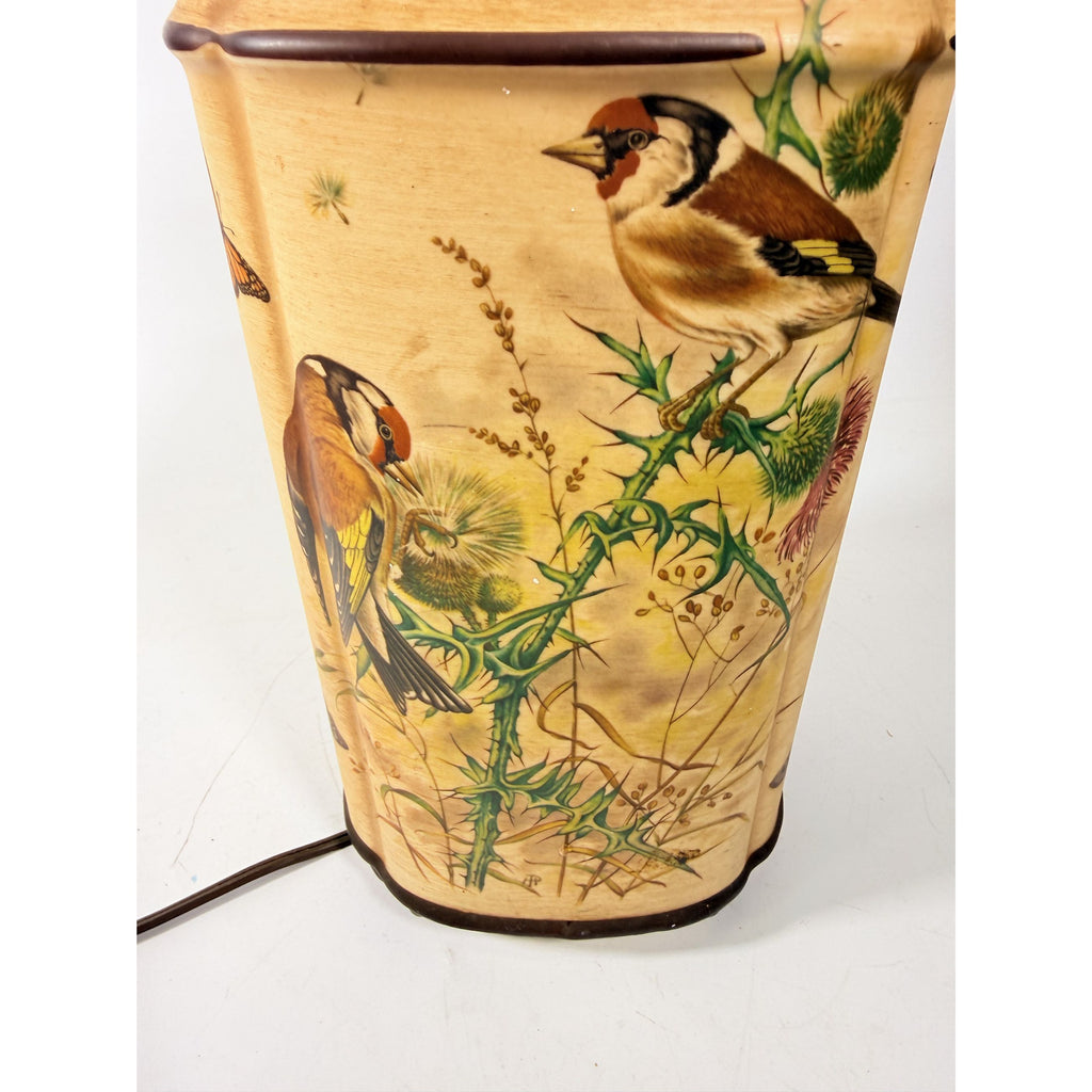 Ceramic Lamp Handmade Finches Thistle Butterfly Nathan Lagin Hand Painted Cabin Woodlands Rustic Home Decor Decorative Accents