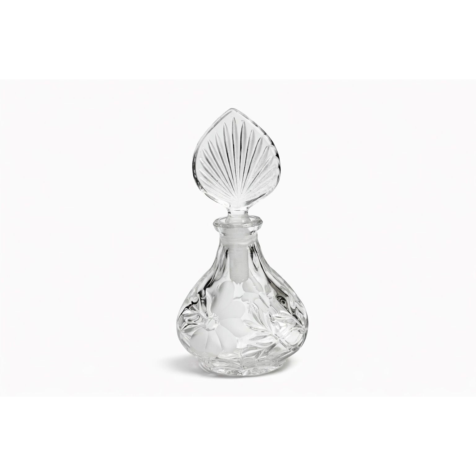 Etched Perfume Bottle and Stopper Lead Crystal Princess House Vintage Heritage Romance Collection Boudier Vanity Collectible Glassware