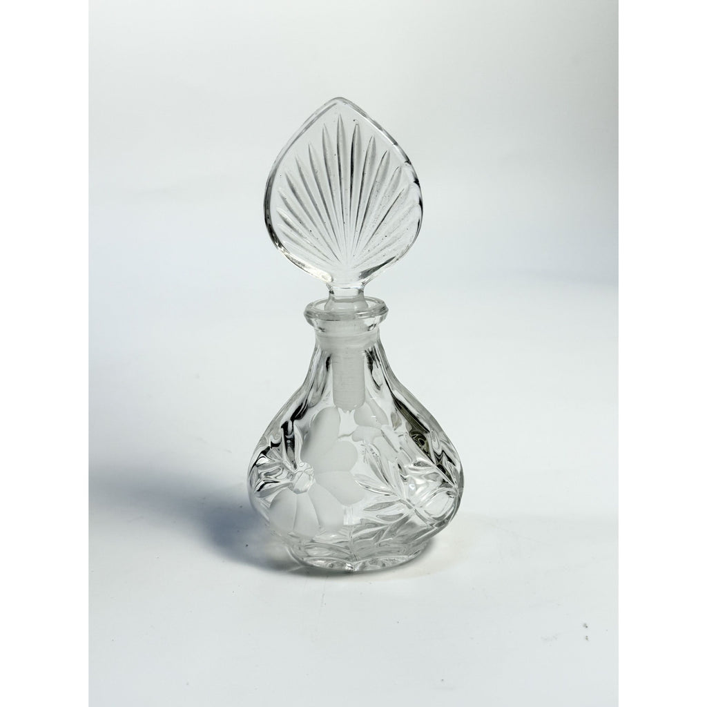 Etched Perfume Bottle and Stopper Lead Crystal Princess House Vintage Heritage Romance Collection Boudier Vanity Collectible Glassware