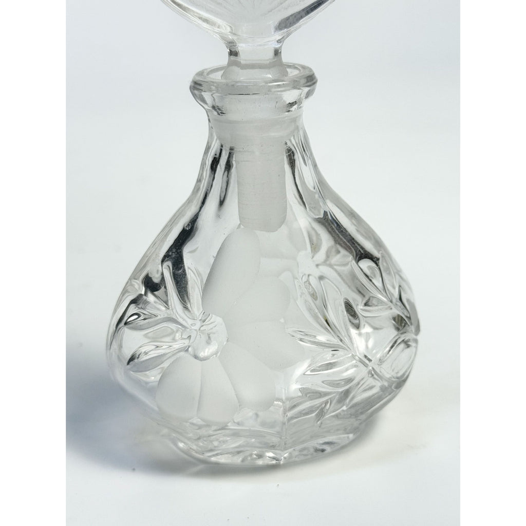 Etched Perfume Bottle and Stopper Lead Crystal Princess House Vintage Heritage Romance Collection Boudier Vanity Collectible Glassware