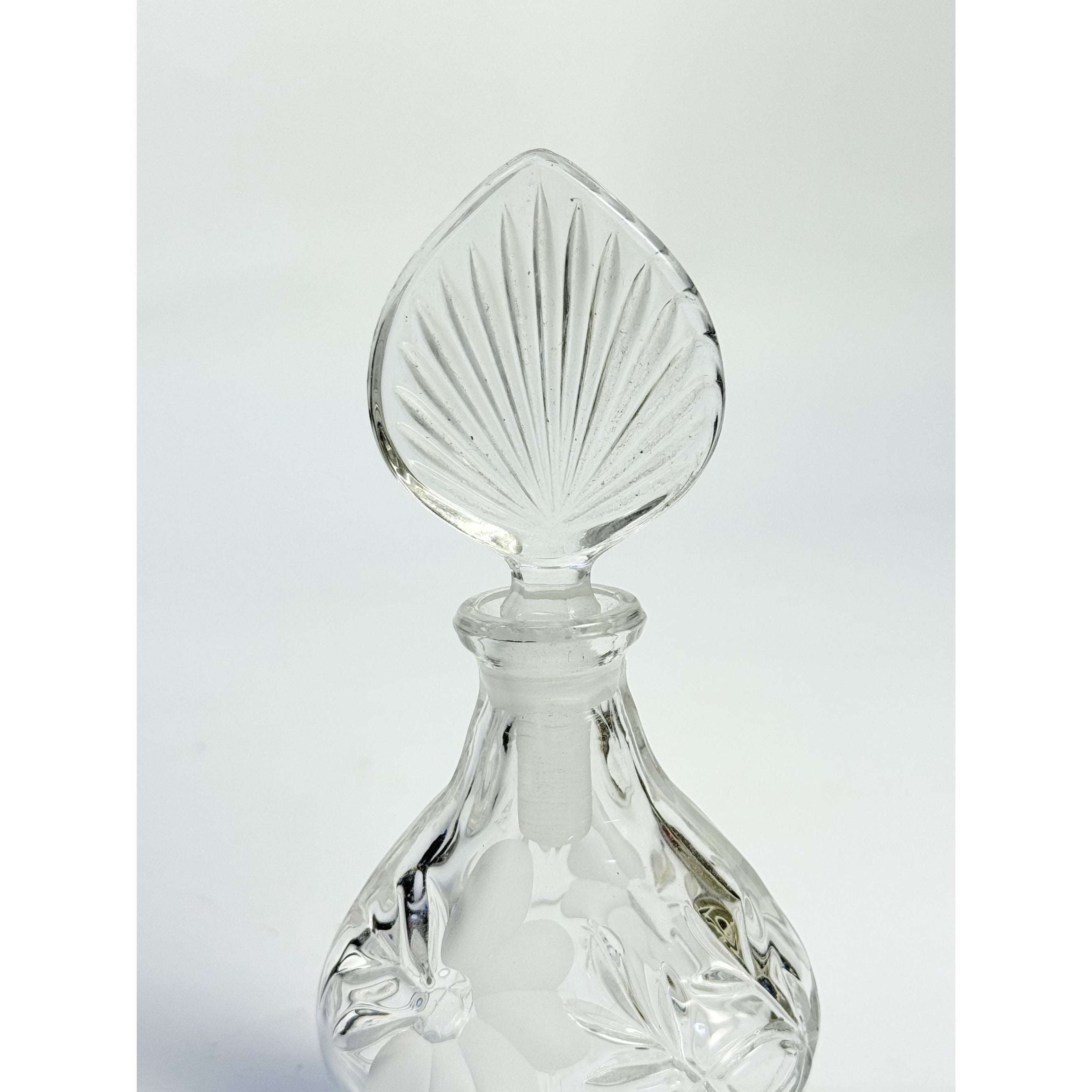 Etched Perfume Bottle and Stopper Lead Crystal Princess House Vintage Heritage Romance Collection Boudier Vanity Collectible Glassware