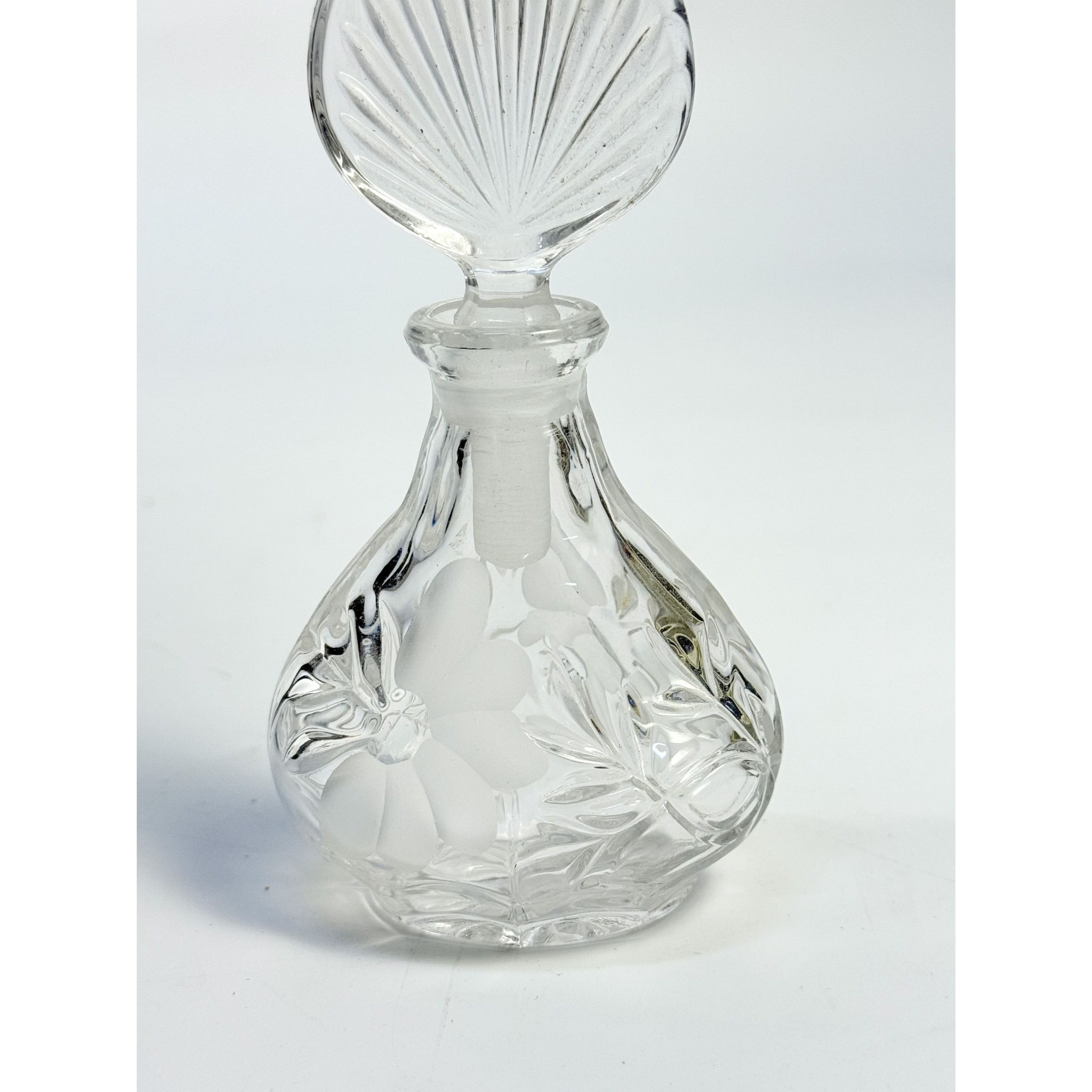 Etched Perfume Bottle and Stopper Lead Crystal Princess House Vintage Heritage Romance Collection Boudier Vanity Collectible Glassware