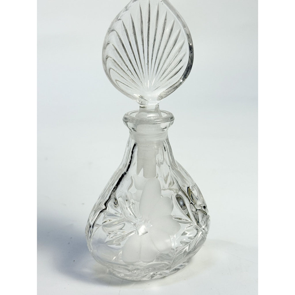 Etched Perfume Bottle and Stopper Lead Crystal Princess House Vintage Heritage Romance Collection Boudier Vanity Collectible Glassware