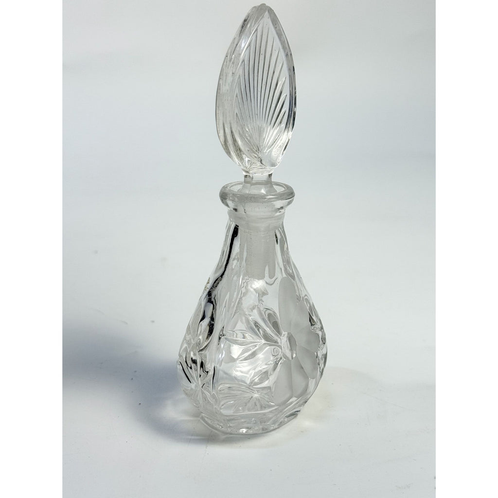 Etched Perfume Bottle and Stopper Lead Crystal Princess House Vintage Heritage Romance Collection Boudier Vanity Collectible Glassware