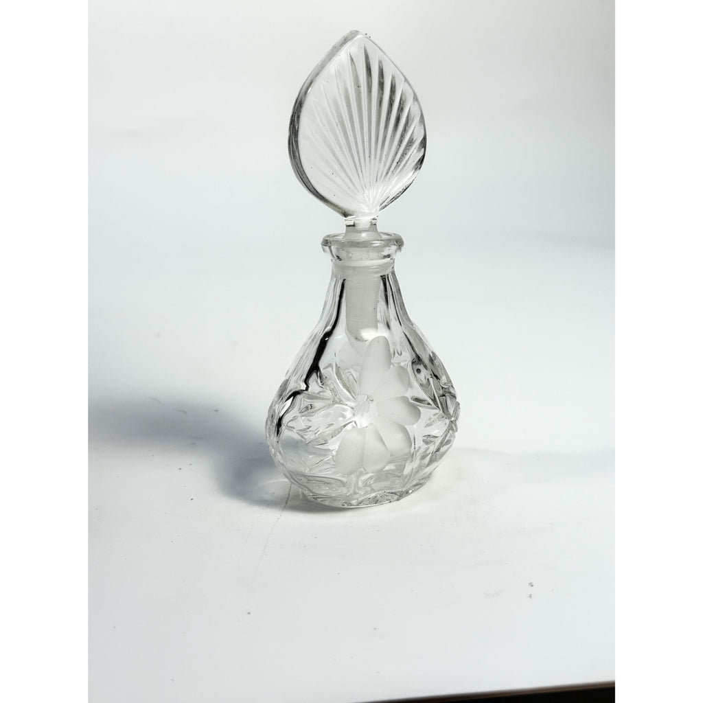 Etched Perfume Bottle and Stopper Lead Crystal Princess House Vintage Heritage Romance Collection Boudier Vanity Collectible Glassware