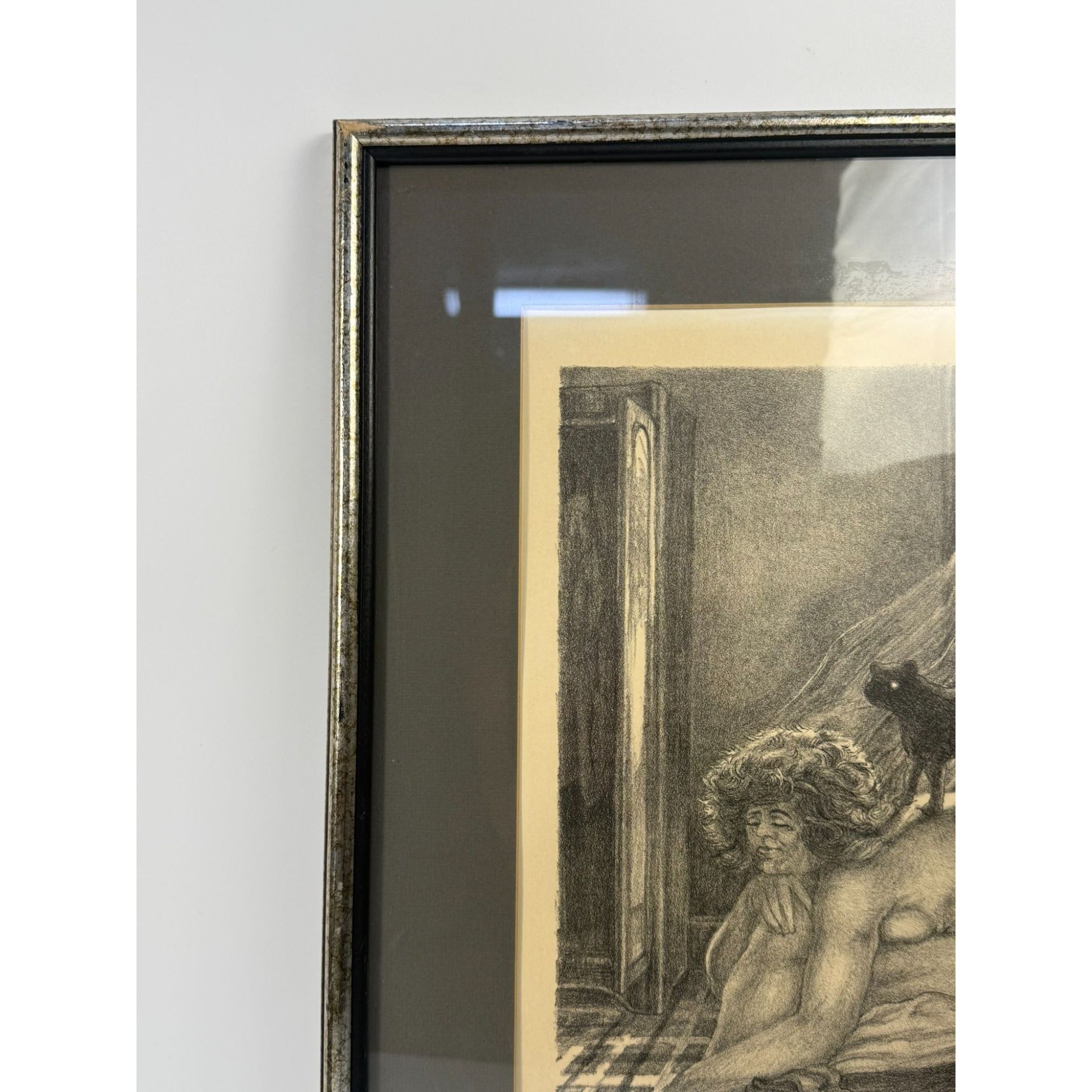 Surreal Framed Lithograph Musing James Kearns Original Lady on Bed  Cat 2/250 Signed Art Wall Decor Limited Impressions Unique  Collectible