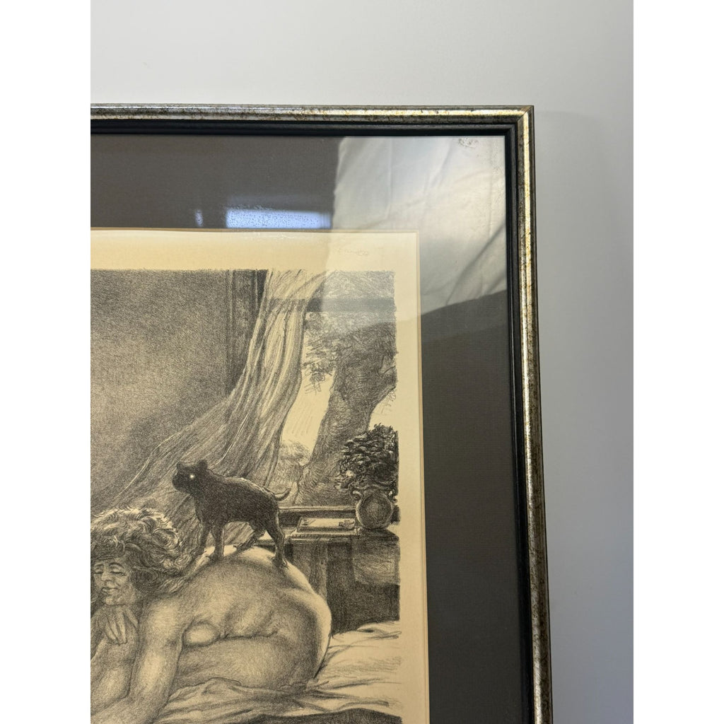 Surreal Framed Lithograph Musing James Kearns Original Lady on Bed  Cat 2/250 Signed Art Wall Decor Limited Impressions Unique  Collectible