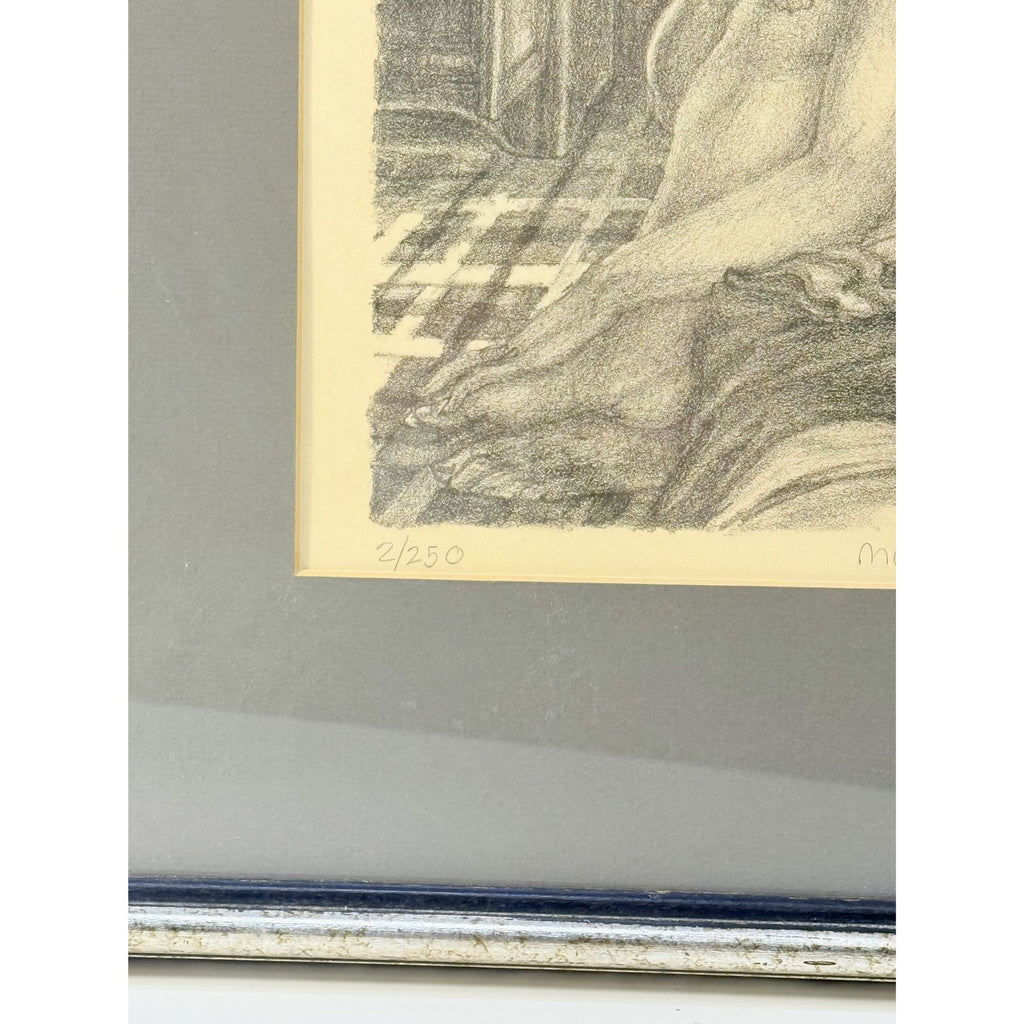 Surreal Framed Lithograph Musing James Kearns Original Lady on Bed  Cat 2/250 Signed Art Wall Decor Limited Impressions Unique  Collectible