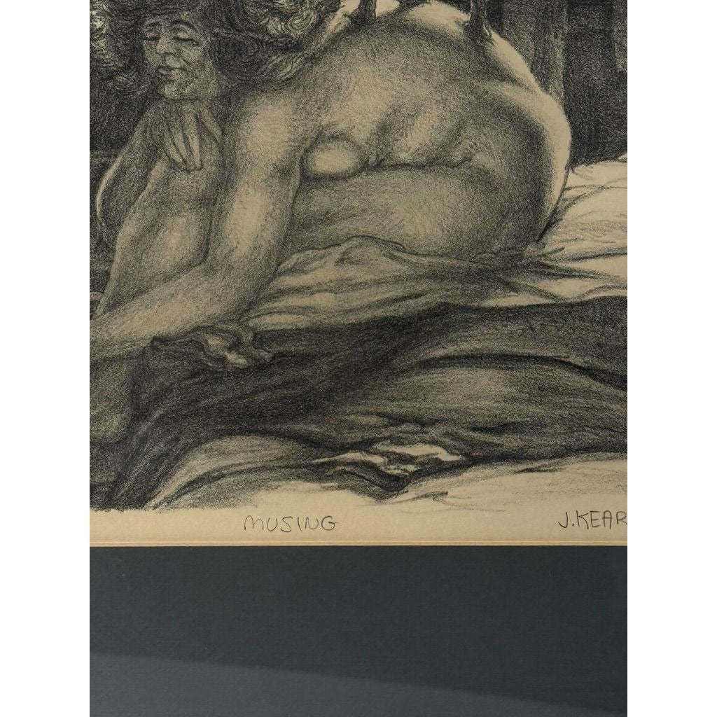 Surreal Framed Lithograph Musing James Kearns Original Lady on Bed  Cat 2/250 Signed Art Wall Decor Limited Impressions Unique  Collectible