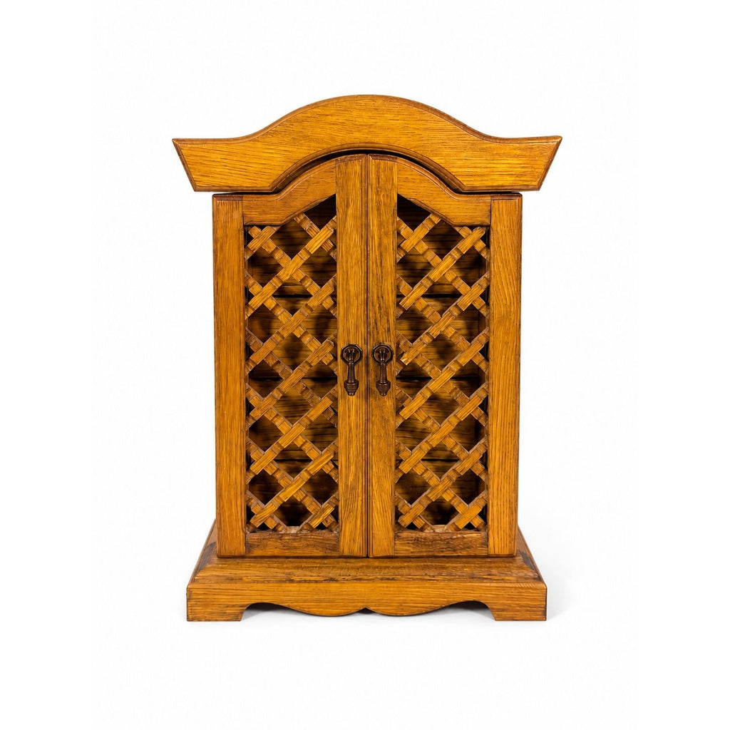 Wood Musical Jewelry Box Royal Sealy Japan Lattice Doors Table top Dresser Boudior Storage Holder Cabinet Music Box