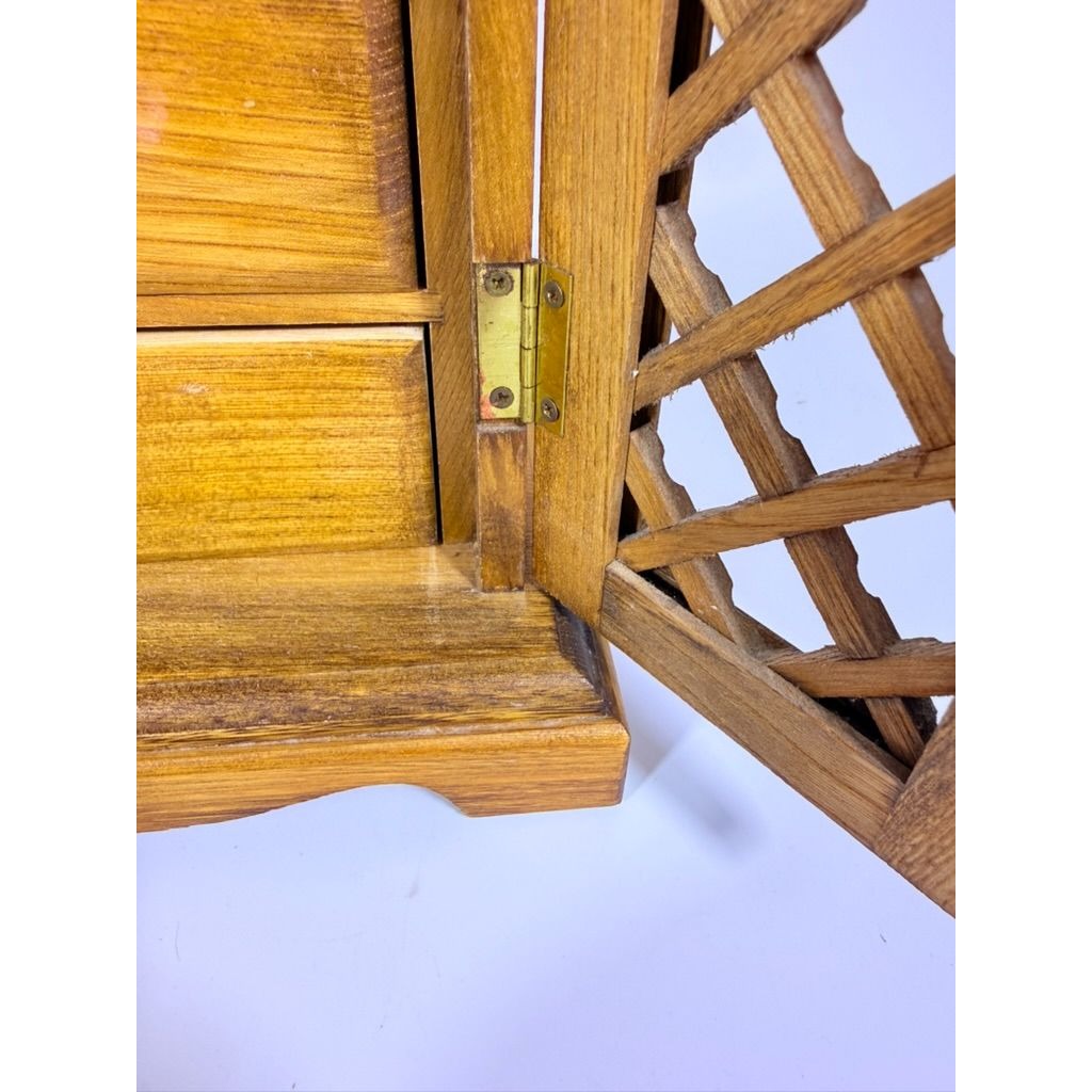 Wood Musical Jewelry Box Royal Sealy Japan Lattice Doors Table top Dresser Boudior Storage Holder Cabinet Music Box