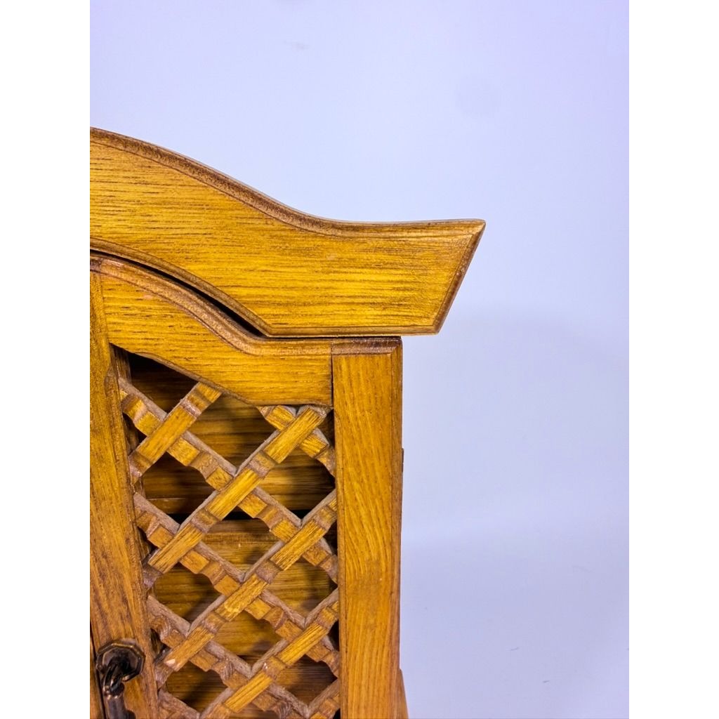 Wood Musical Jewelry Box Royal Sealy Japan Lattice Doors Table top Dresser Boudior Storage Holder Cabinet Music Box