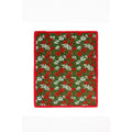 Christmas Poinsettia Fabric Table Cloth Linen Serving Kitchen Dining 70s Groovy Home Decor Fringe Trim