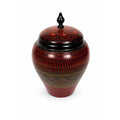 Jar Urn Canister Hand Carved Wooden Lacquer Pakistan Naqashi Turkish Handcrafted Shelf Kitchen Kitchen Decor Red Black Flower Floral