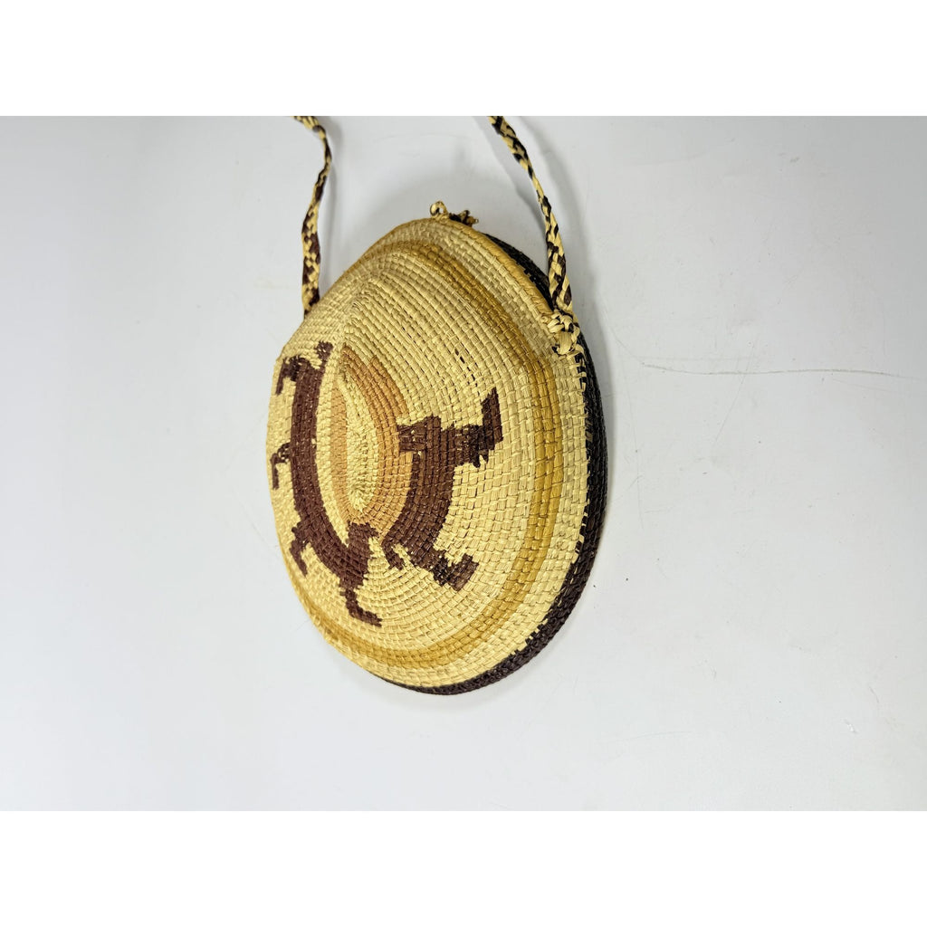 Tribal Medicine Pouch Purse Turtle Wounaan Embera Panama Folk Art Vintage Handmade Basket Handwoven Concert Wear Unique Wearable