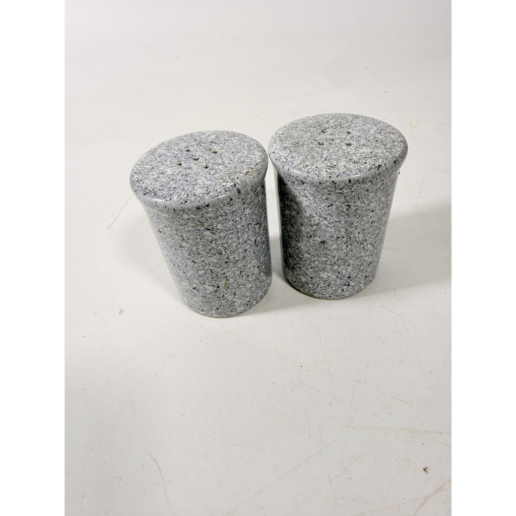 Salt and Pepper Shakers Pair Gray Black Cermamic Vintage Japan Mid Century Speckled Hand Painted Collectible Kitchenware Serving Piece