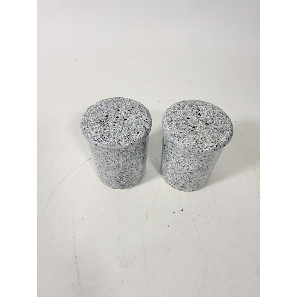 Salt and Pepper Shakers Pair Gray Black Cermamic Vintage Japan Mid Century Speckled Hand Painted Collectible Kitchenware Serving Piece