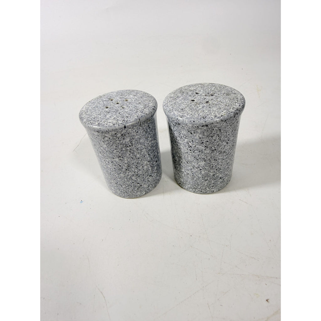 Salt and Pepper Shakers Pair Gray Black Cermamic Vintage Japan Mid Century Speckled Hand Painted Collectible Kitchenware Serving Piece