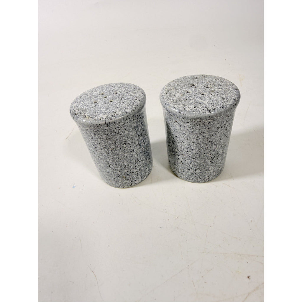 Salt and Pepper Shakers Pair Gray Black Cermamic Vintage Japan Mid Century Speckled Hand Painted Collectible Kitchenware Serving Piece