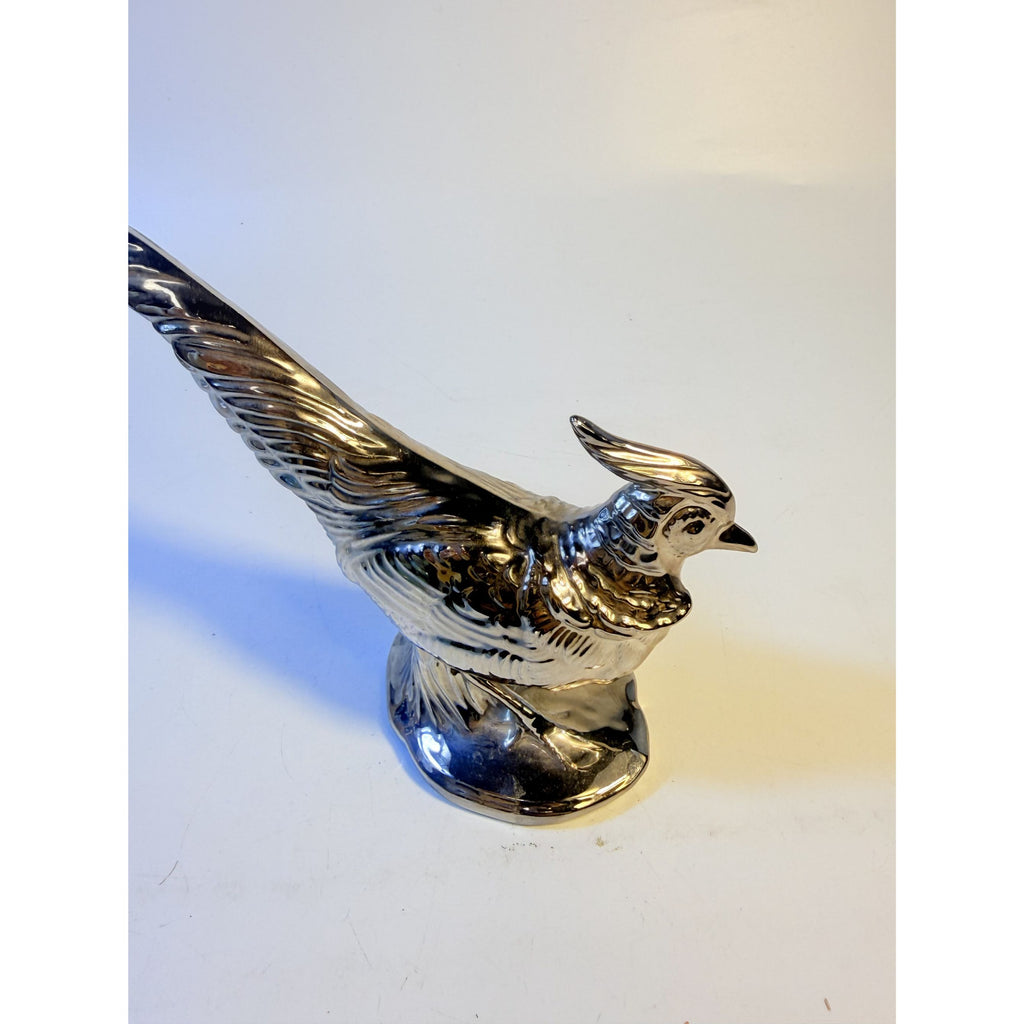 Pottery Pheasant Silver Stewart McCulloh Califormia Ceramic Shelf Home Decor Decorative Accent