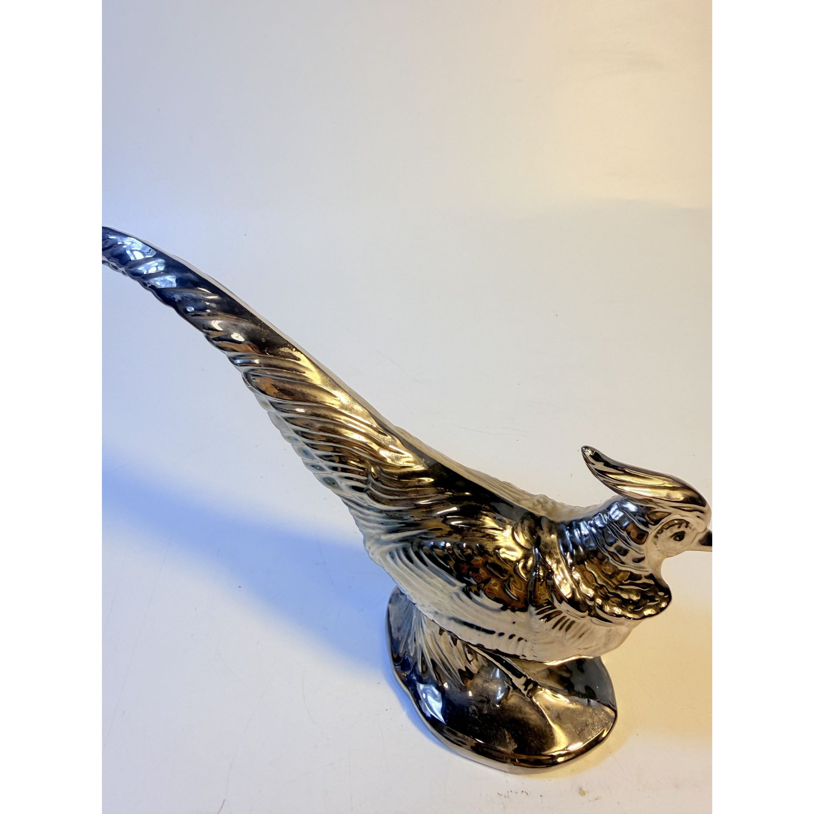 Pottery Pheasant Silver Stewart McCulloh Califormia Ceramic Shelf Home Decor Decorative Accent