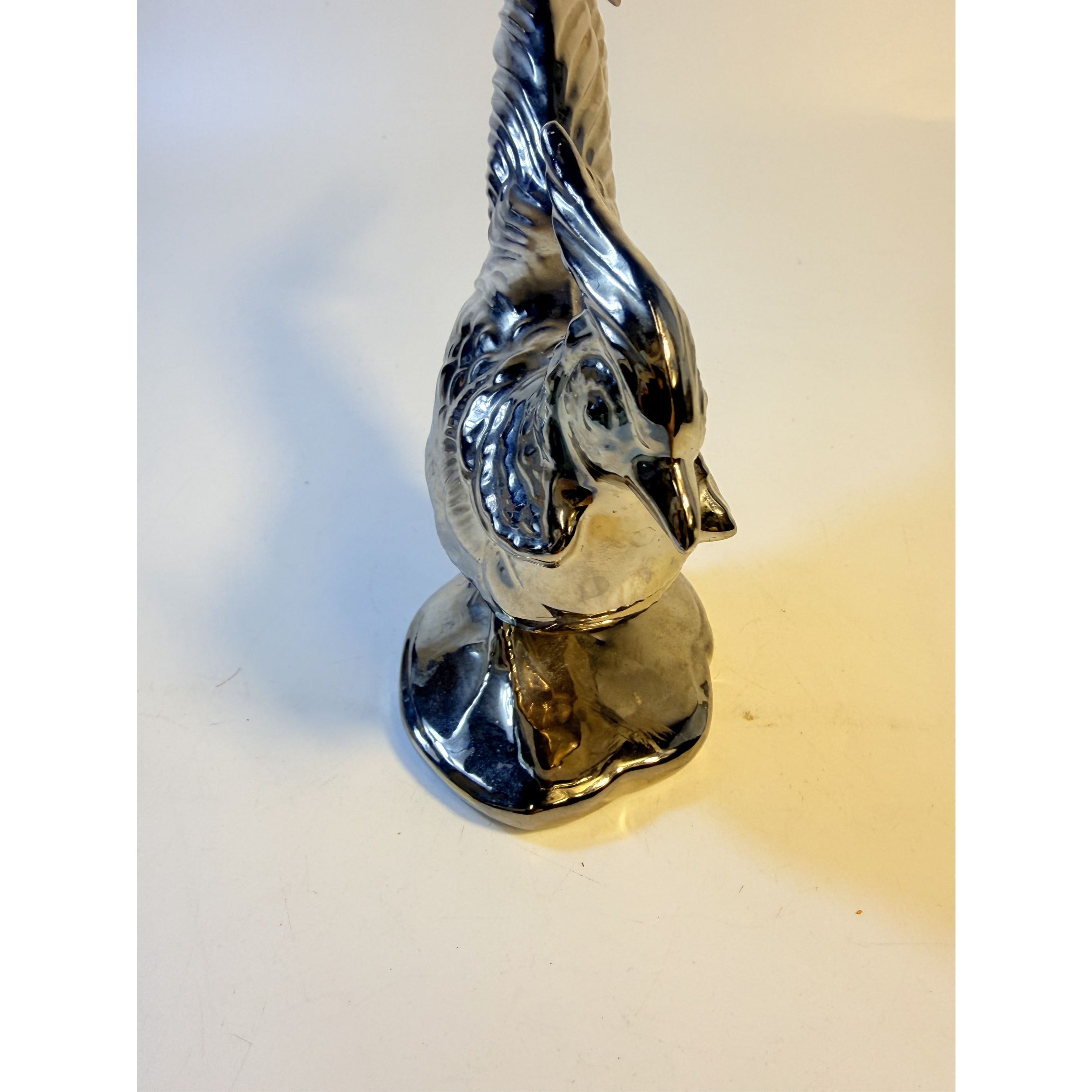 Pottery Pheasant Silver Stewart McCulloh Califormia Ceramic Shelf Home Decor Decorative Accent