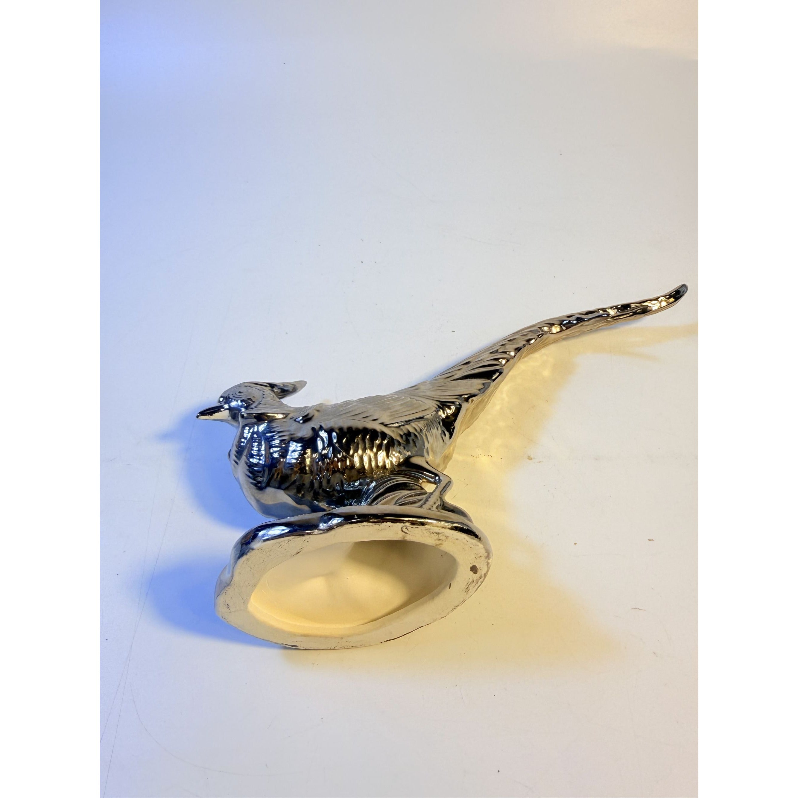 Pottery Pheasant Silver Stewart McCulloh Califormia Ceramic Shelf Home Decor Decorative Accent